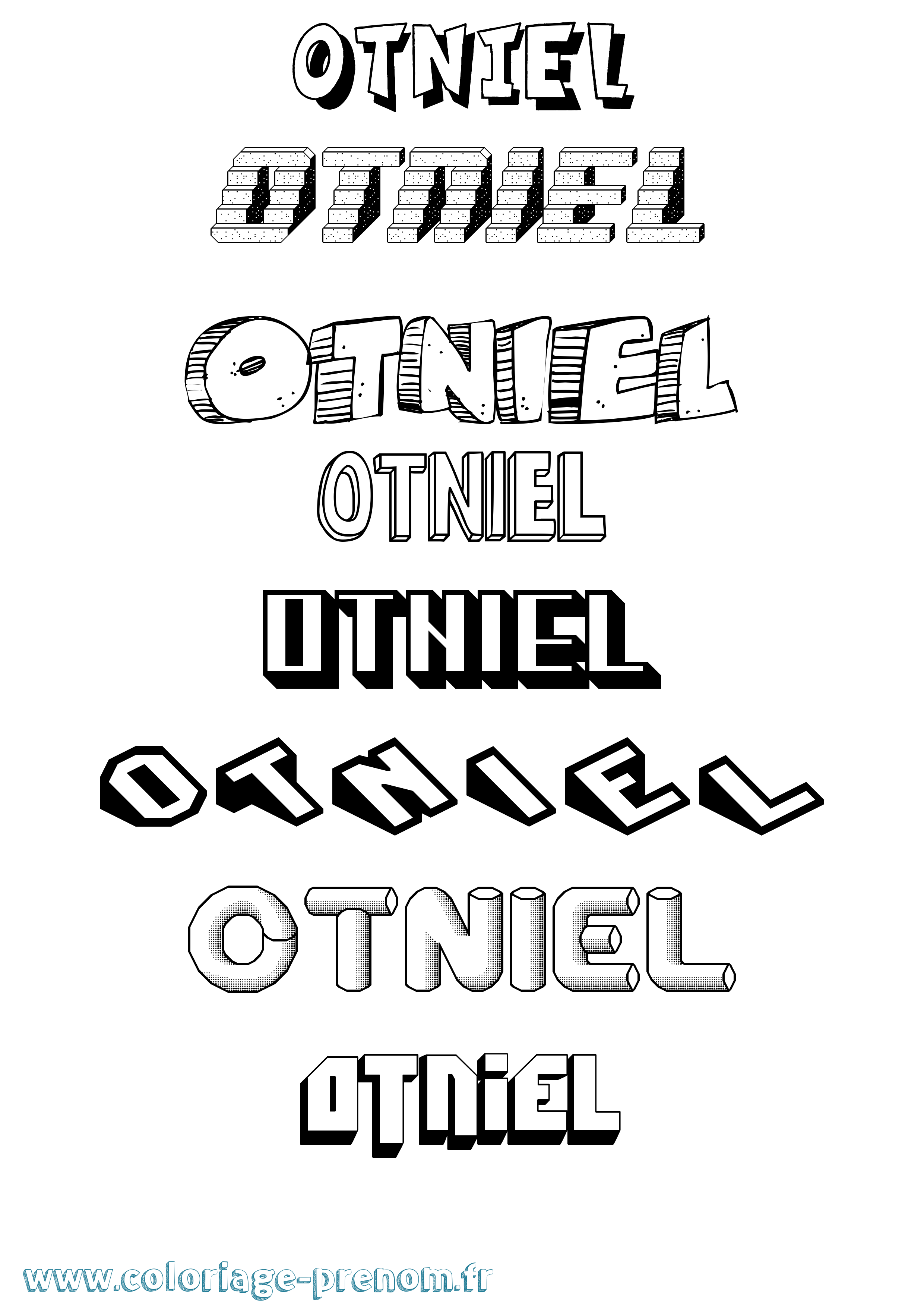 Coloriage Otniel Effet 3D Coloriage prénom Otniel Effet 3D