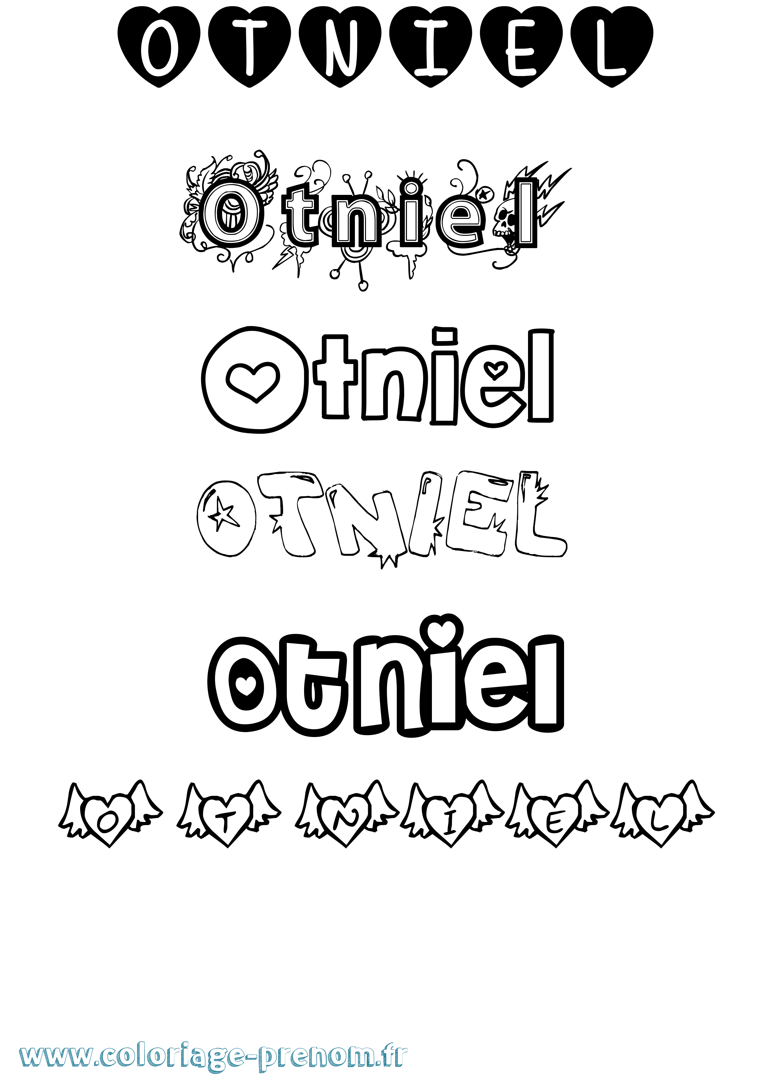 Coloriage Otniel Girly Coloriage prénom Otniel Girly