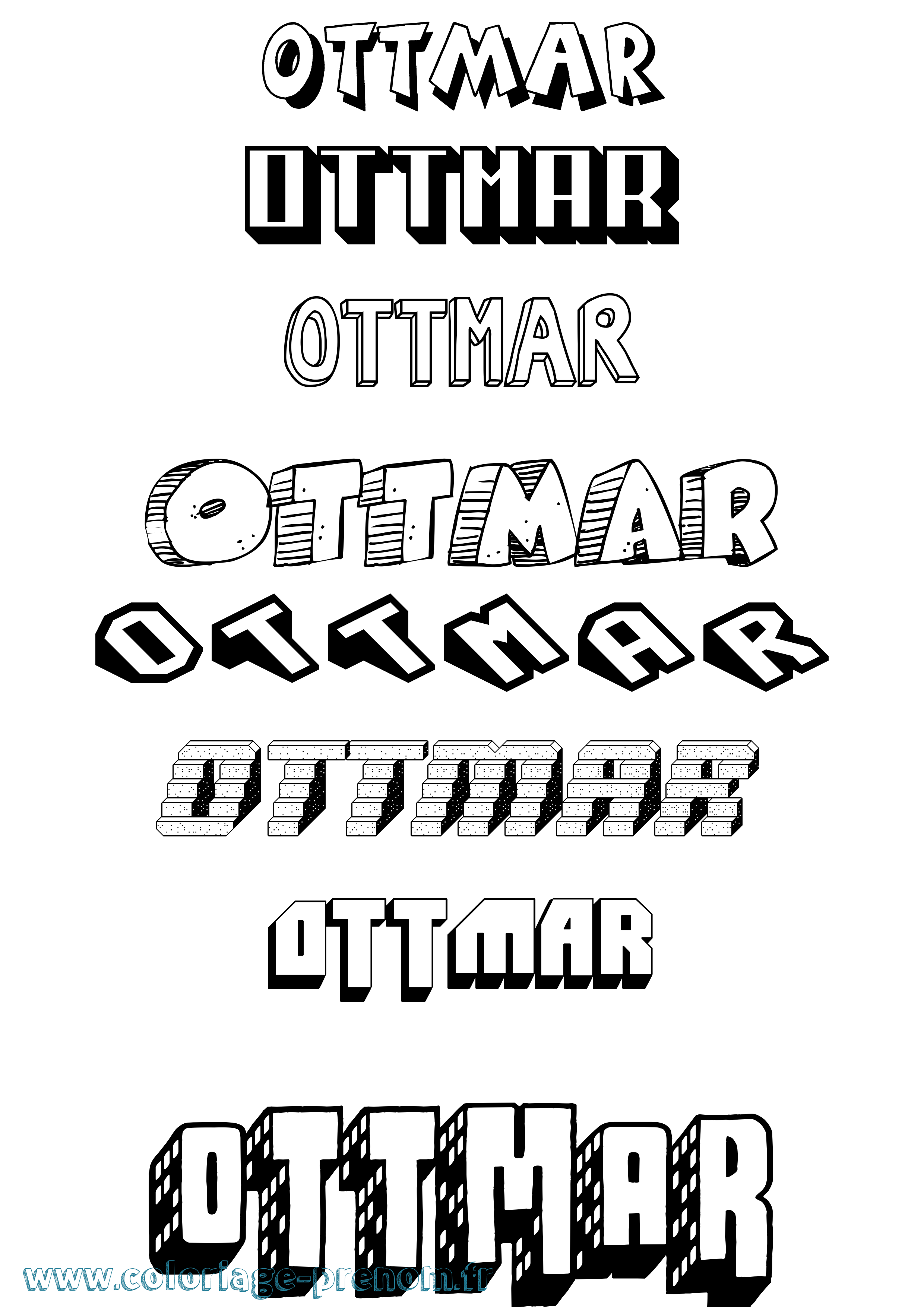 Coloriage Ottmar Effet 3D Coloriage prénom Ottmar Effet 3D