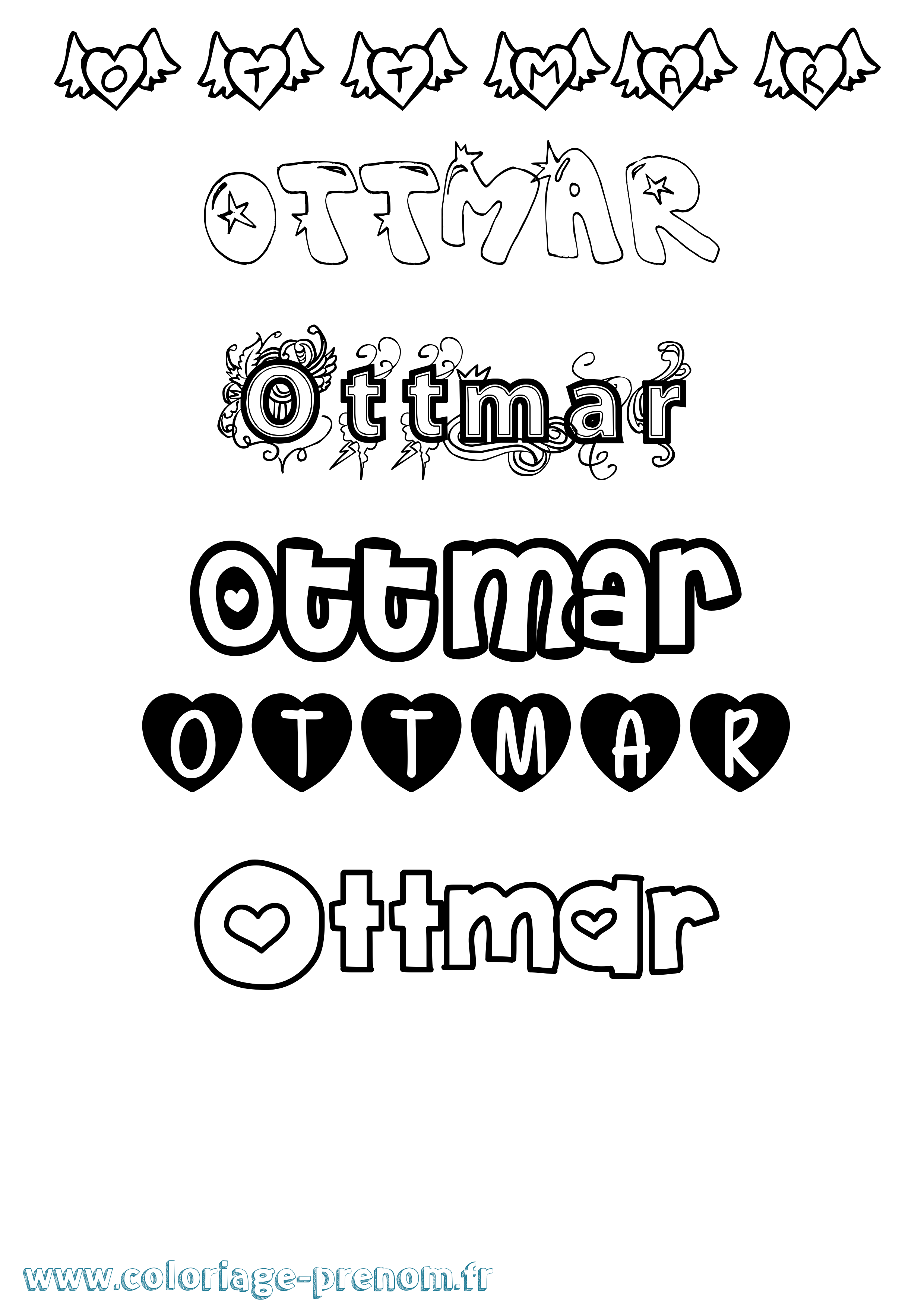 Coloriage Ottmar Girly Coloriage prénom Ottmar Girly