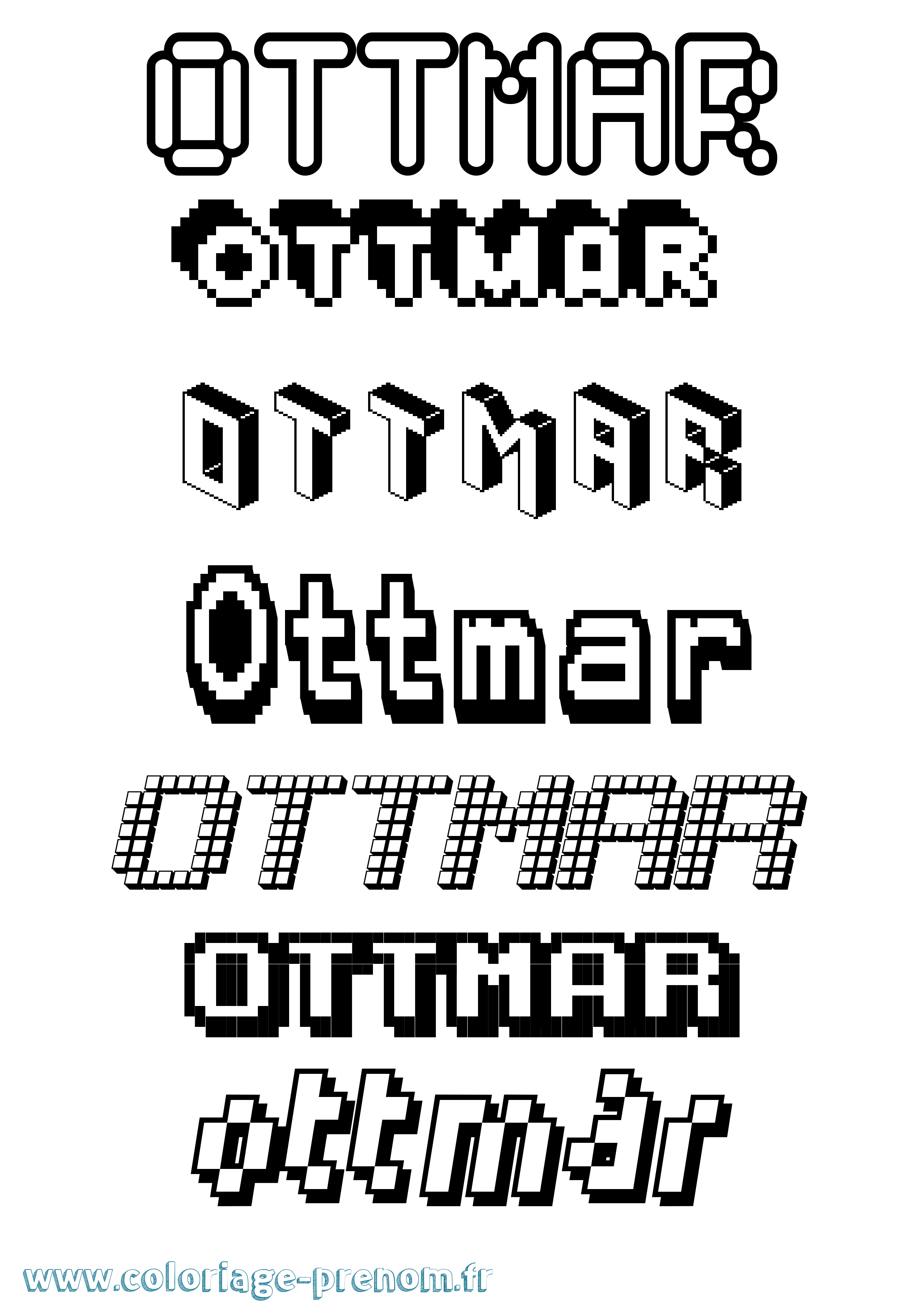 Coloriage Ottmar Pixel Coloriage prénom Ottmar Pixel