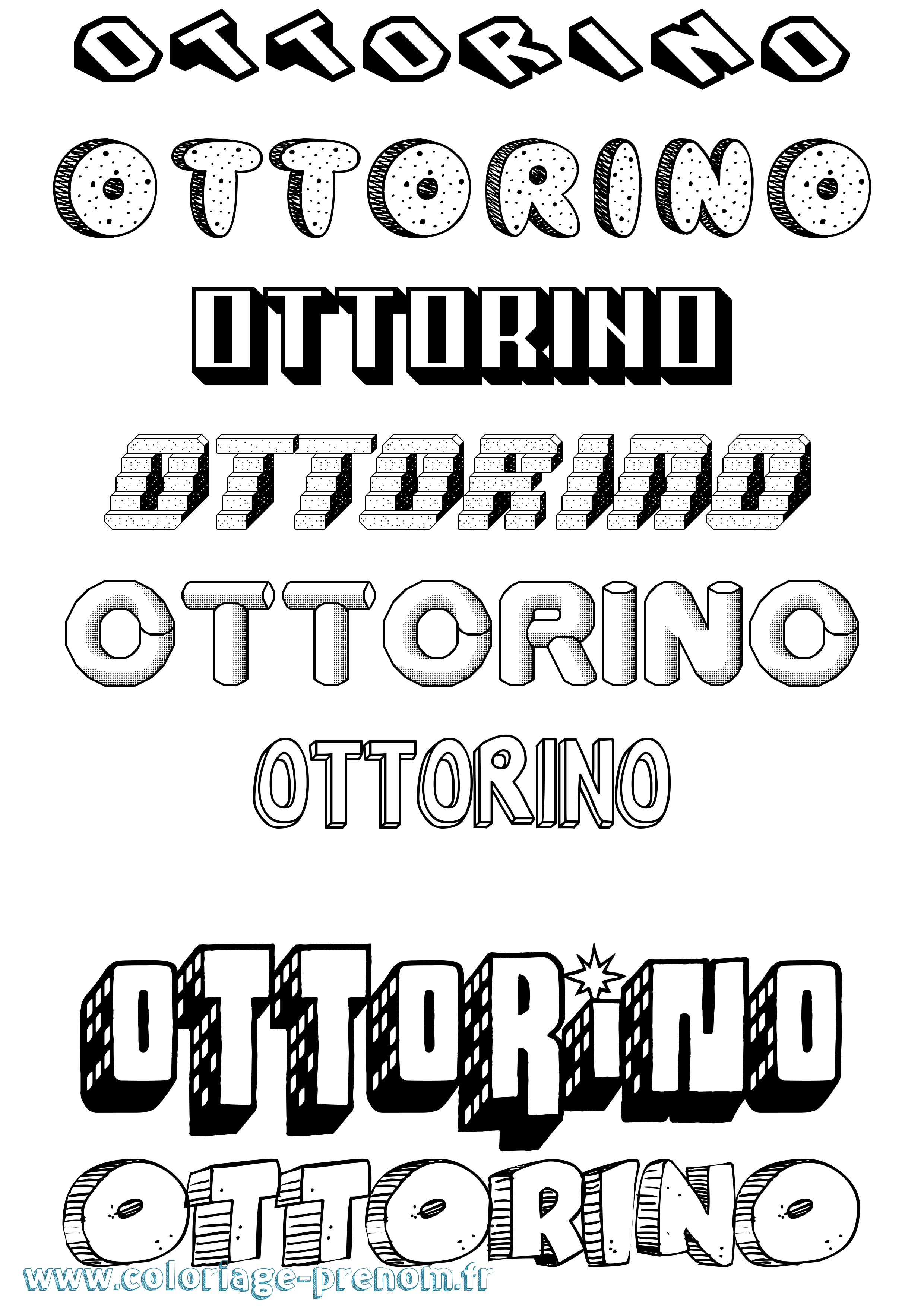 Coloriage Ottorino Effet 3D Coloriage prénom Ottorino Effet 3D