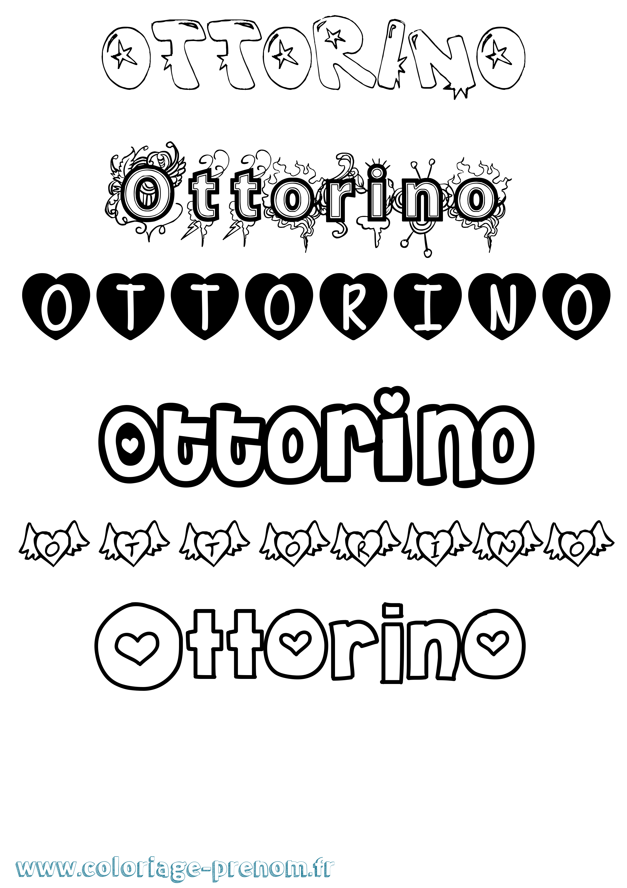 Coloriage Ottorino Girly Coloriage prénom Ottorino Girly