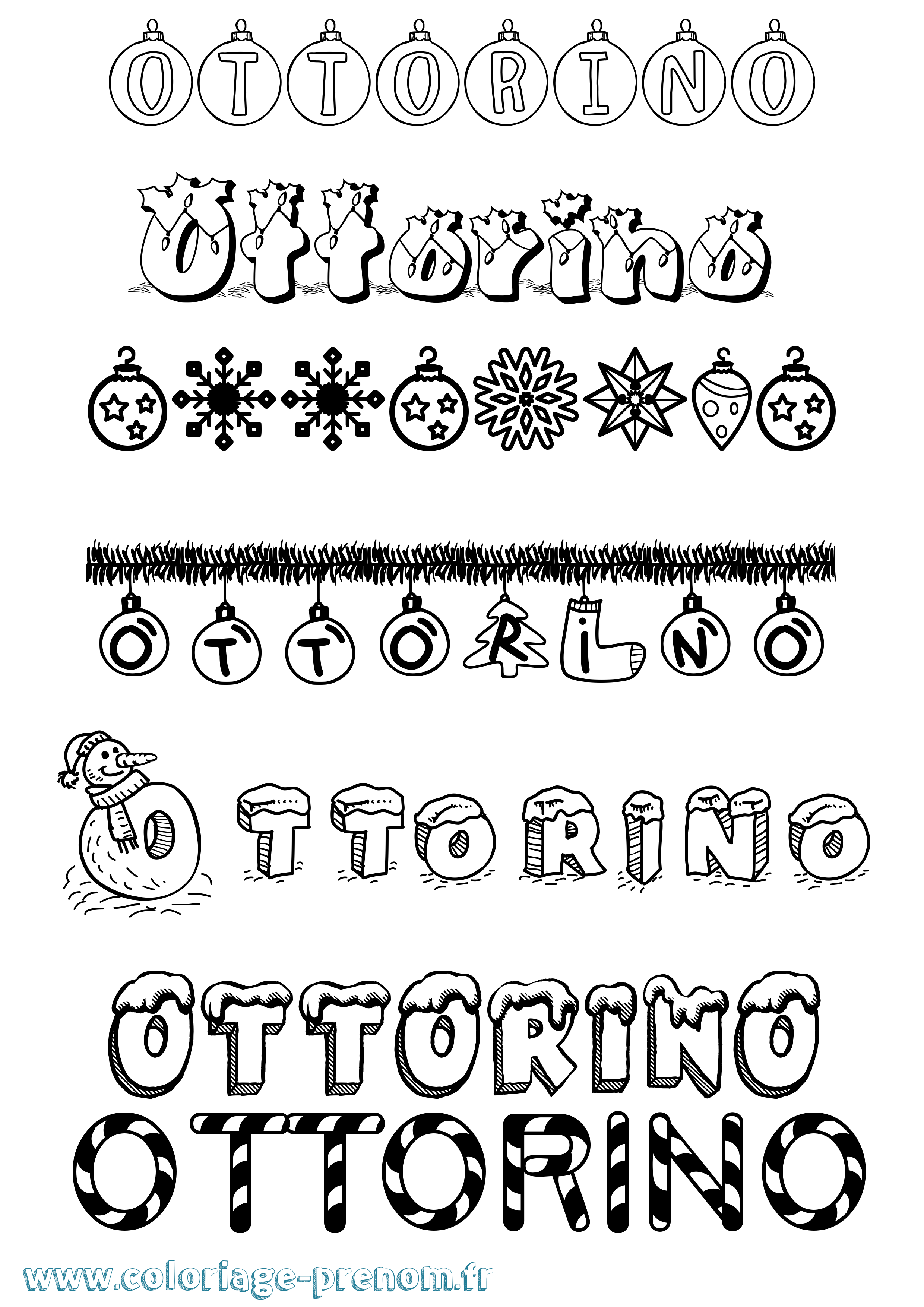Coloriage Ottorino Noël Coloriage prénom Ottorino Noël