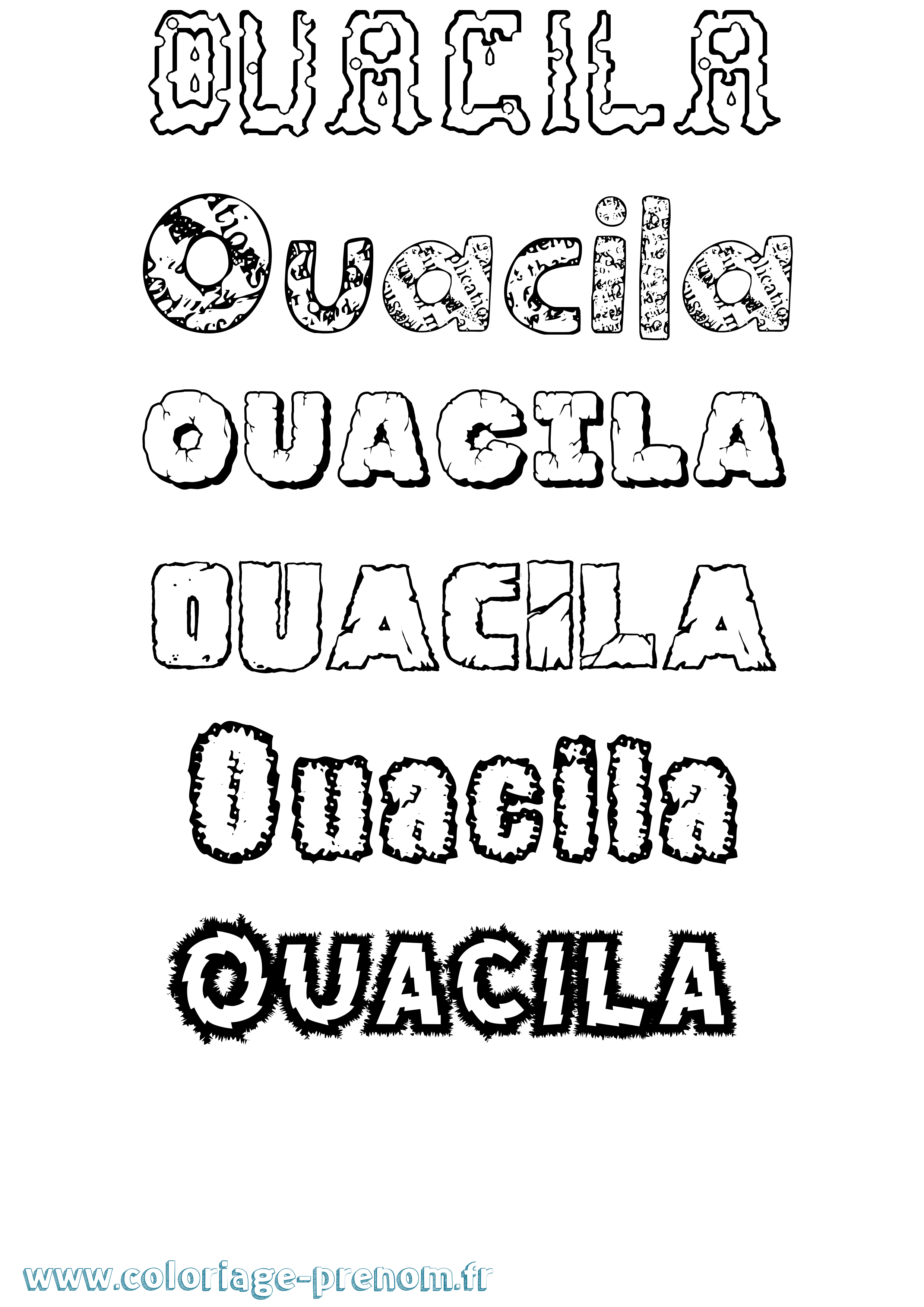 Coloriage Ouacila Destructuré Coloriage prénom Ouacila Destructuré