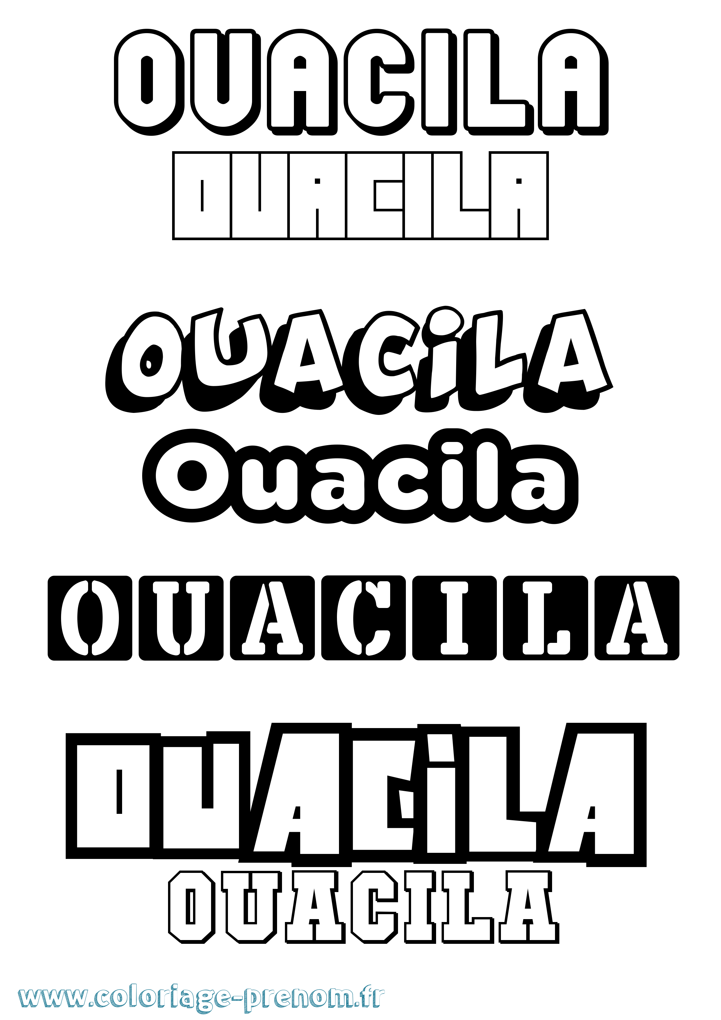 Coloriage Ouacila Simple Coloriage prénom Ouacila Simple