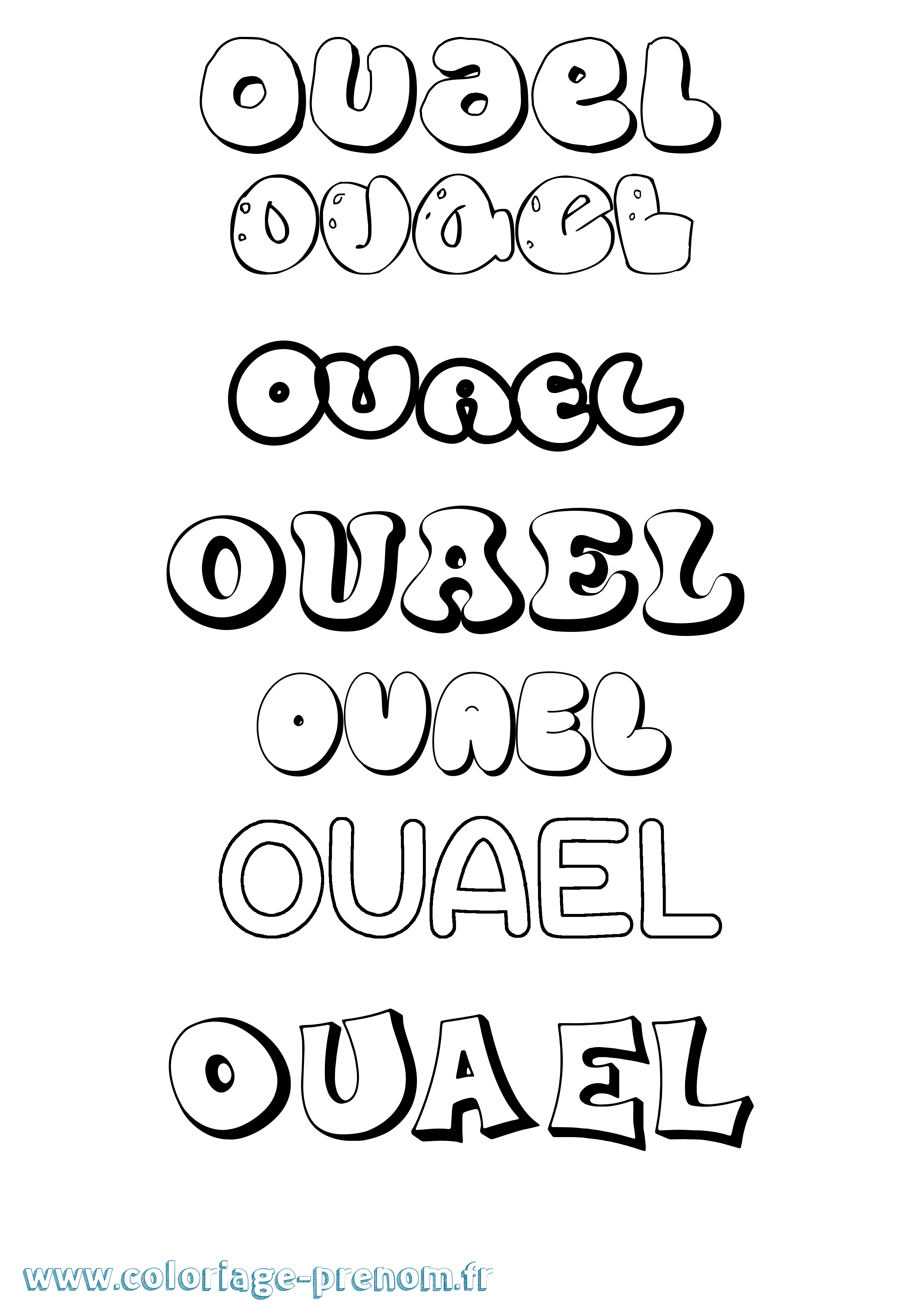 Coloriage Ouael Bubble Coloriage prénom Ouael Bubble