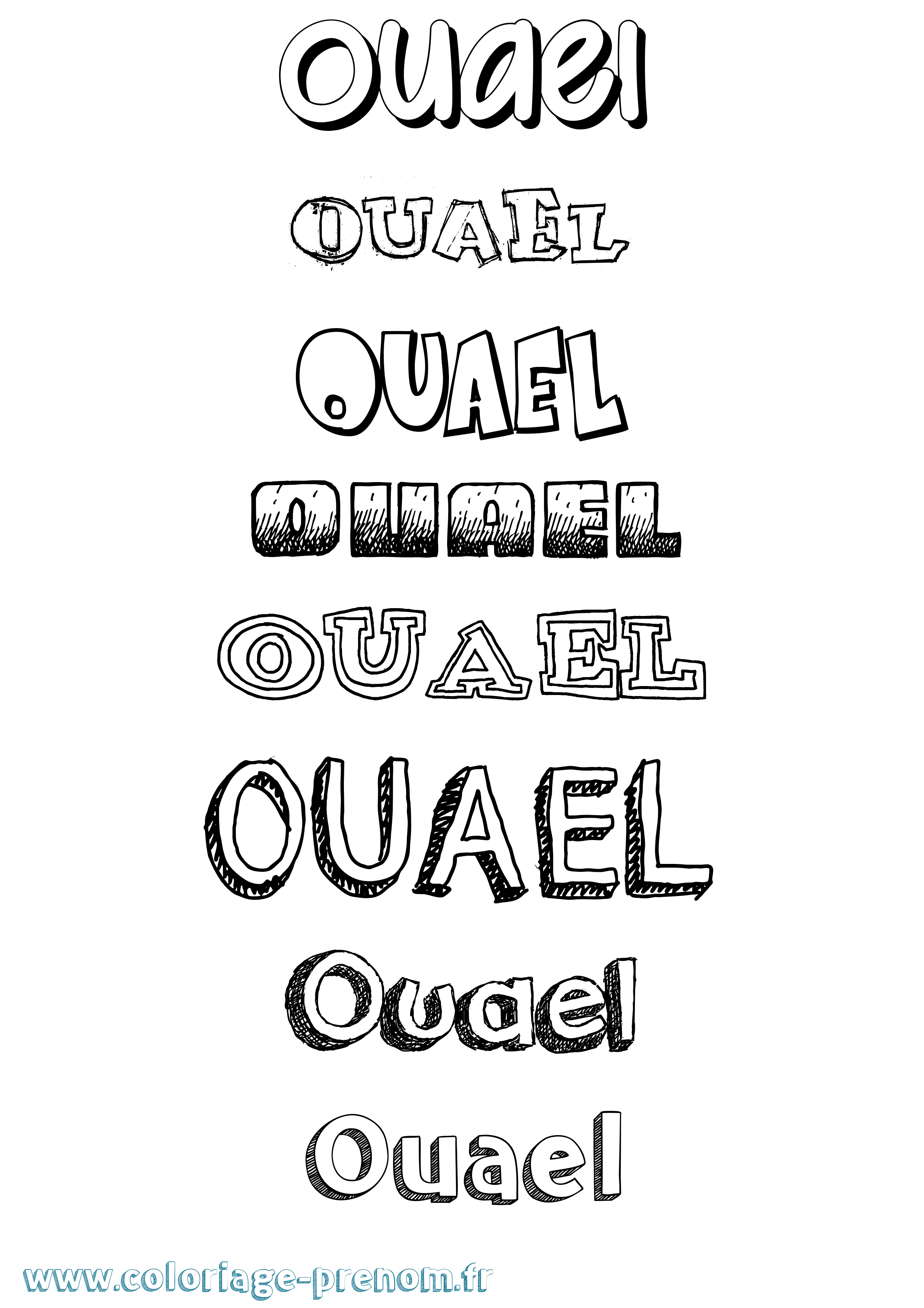 Coloriage Ouael Dessiné Coloriage prénom Ouael Dessiné
