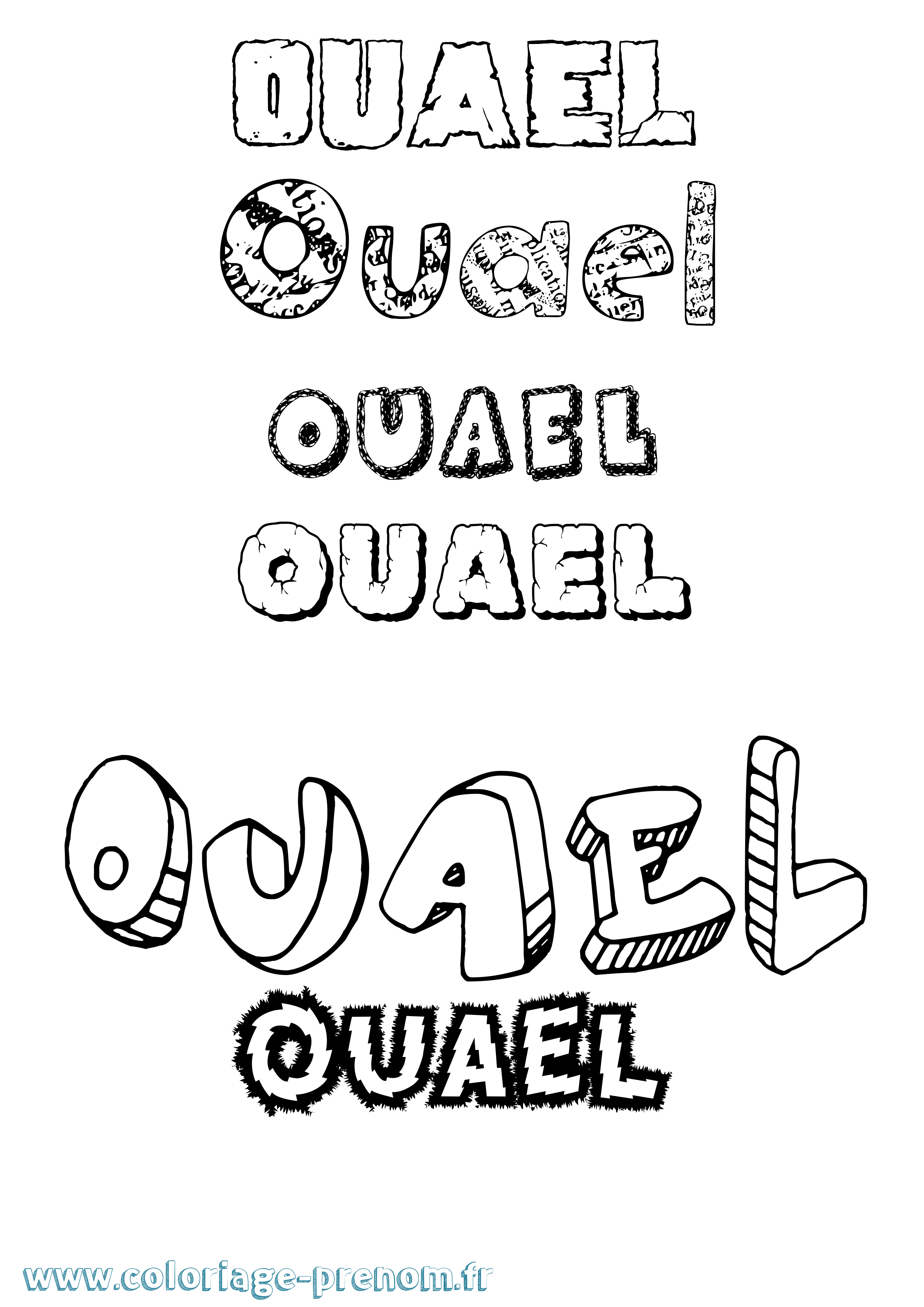 Coloriage Ouael Destructuré Coloriage prénom Ouael Destructuré