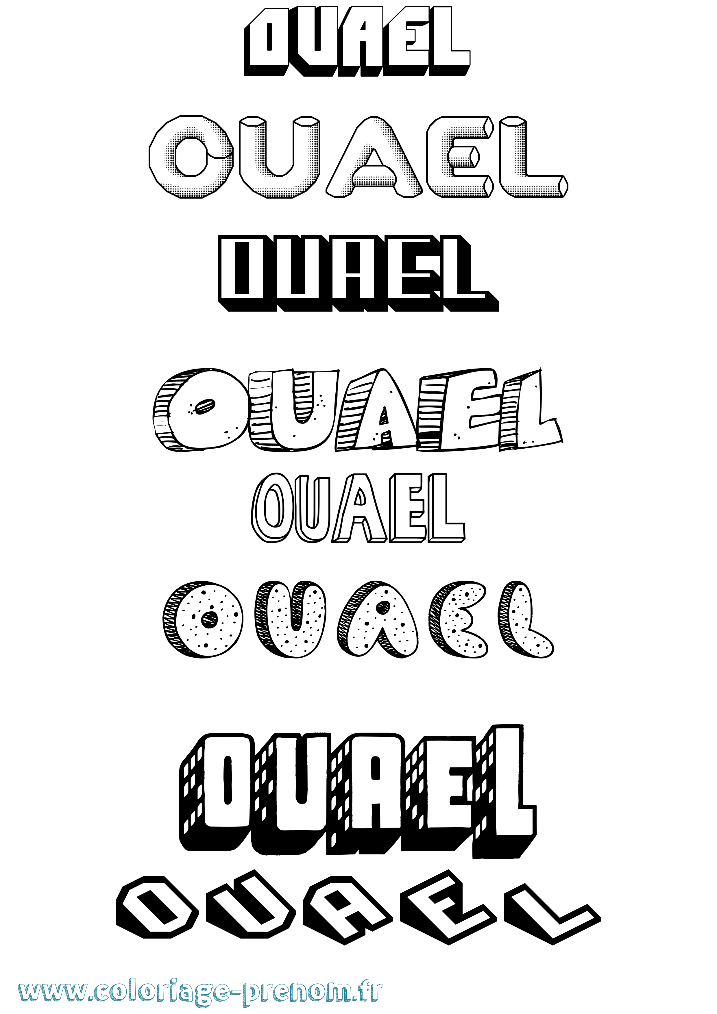 Coloriage Ouael Effet 3D Coloriage prénom Ouael Effet 3D