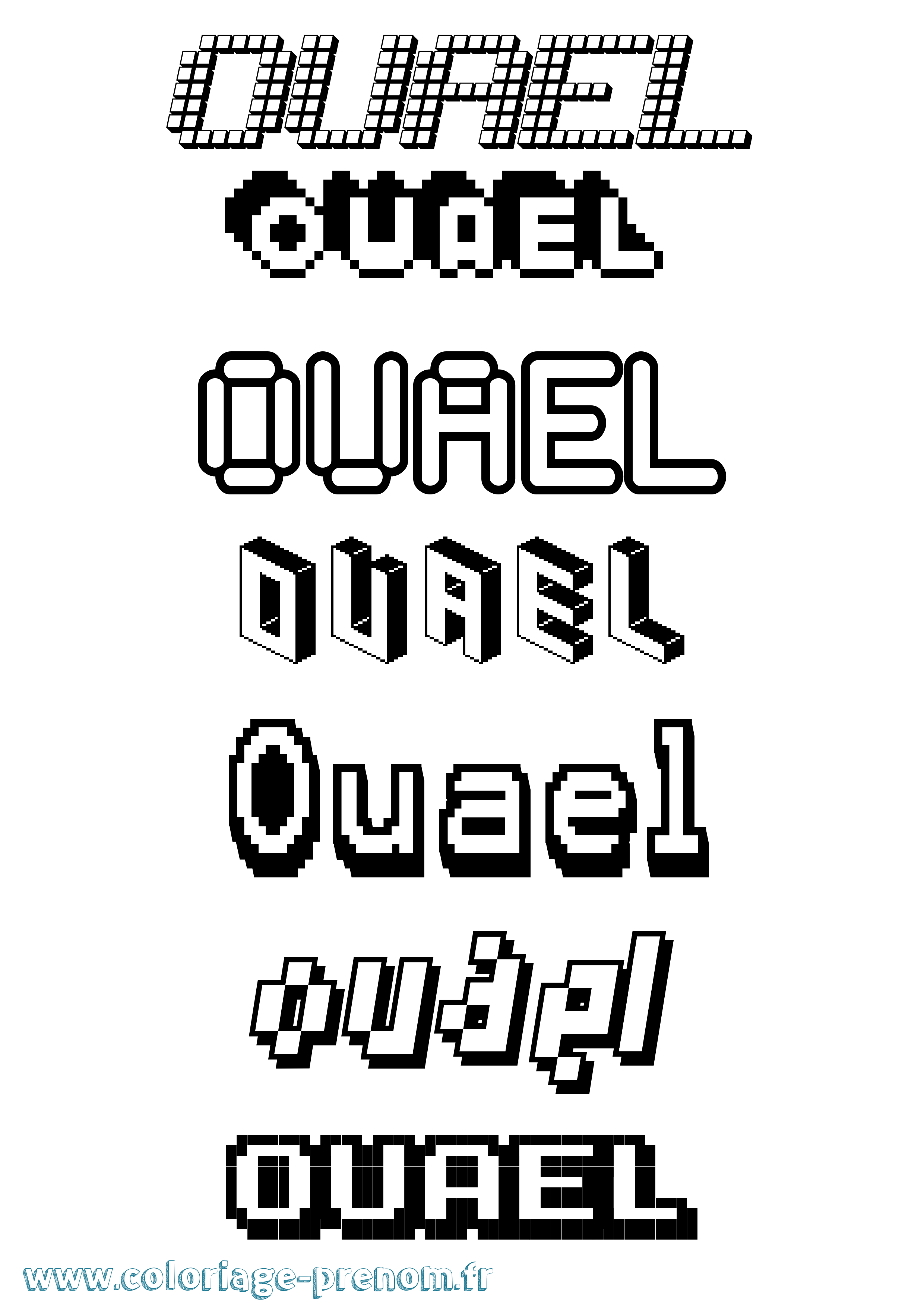 Coloriage Ouael Pixel Coloriage prénom Ouael Pixel