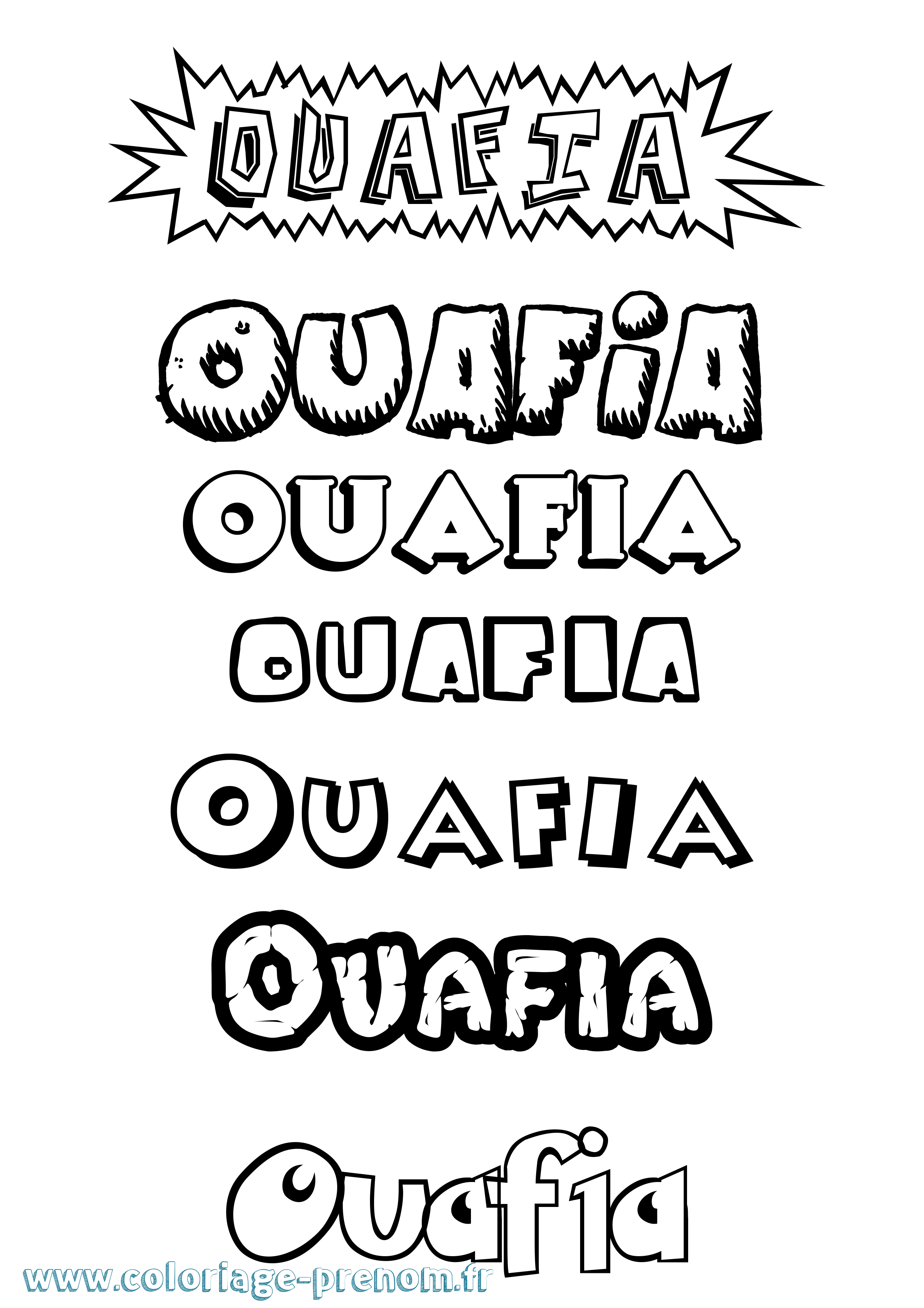 Coloriage Ouafia Dessin Animé Coloriage prénom Ouafia Dessin Animé
