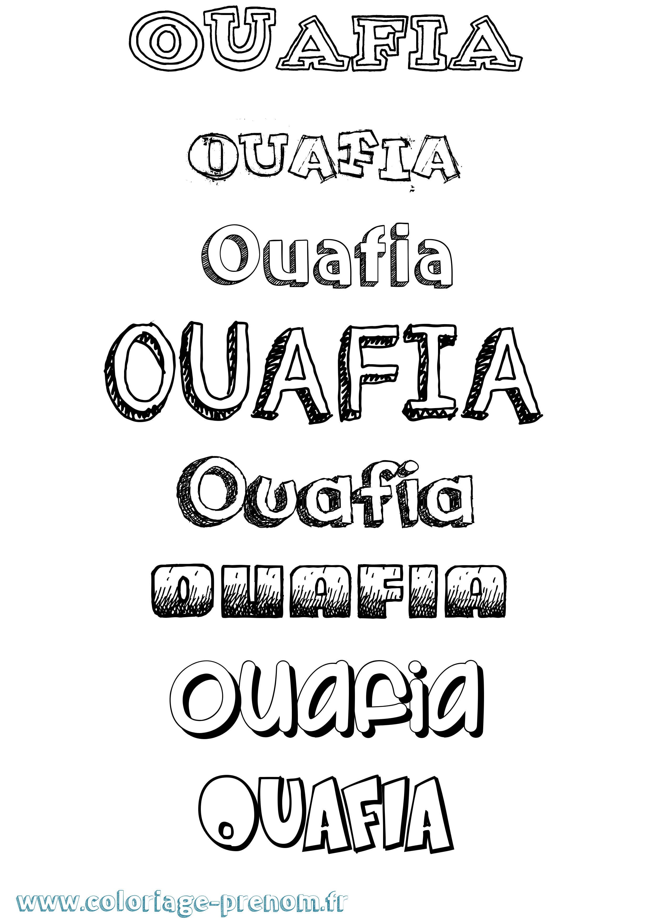Coloriage Ouafia Dessiné Coloriage prénom Ouafia Dessiné
