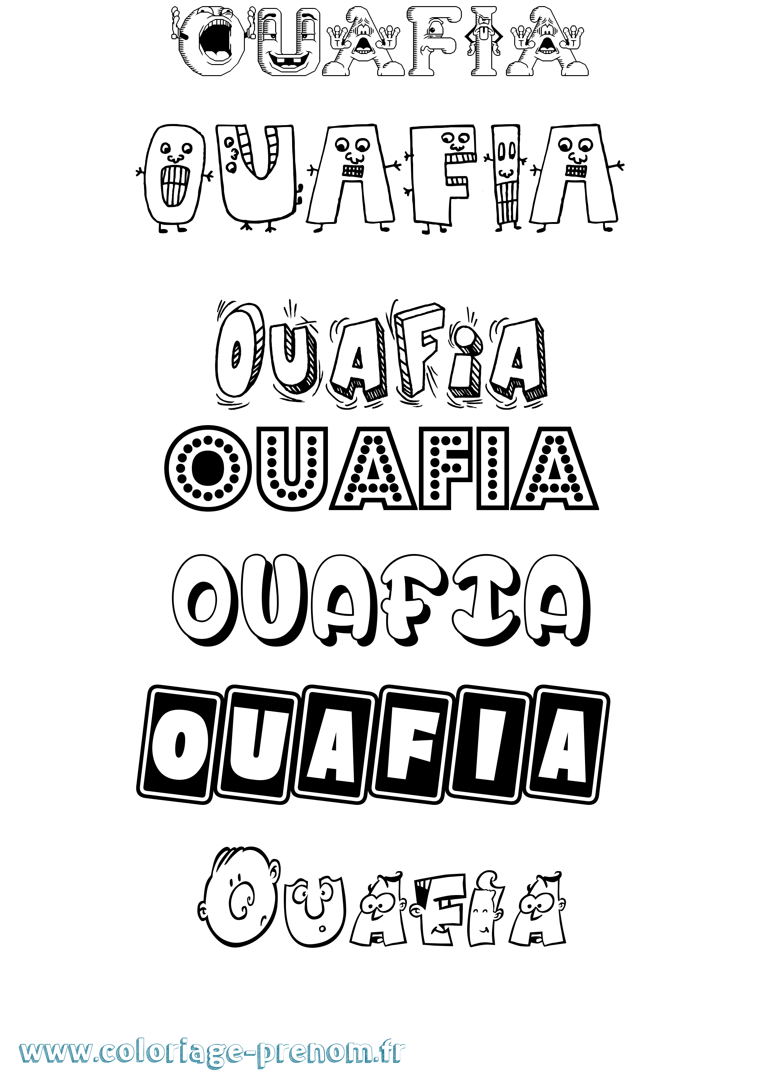 Coloriage Ouafia Fun Coloriage prénom Ouafia Fun