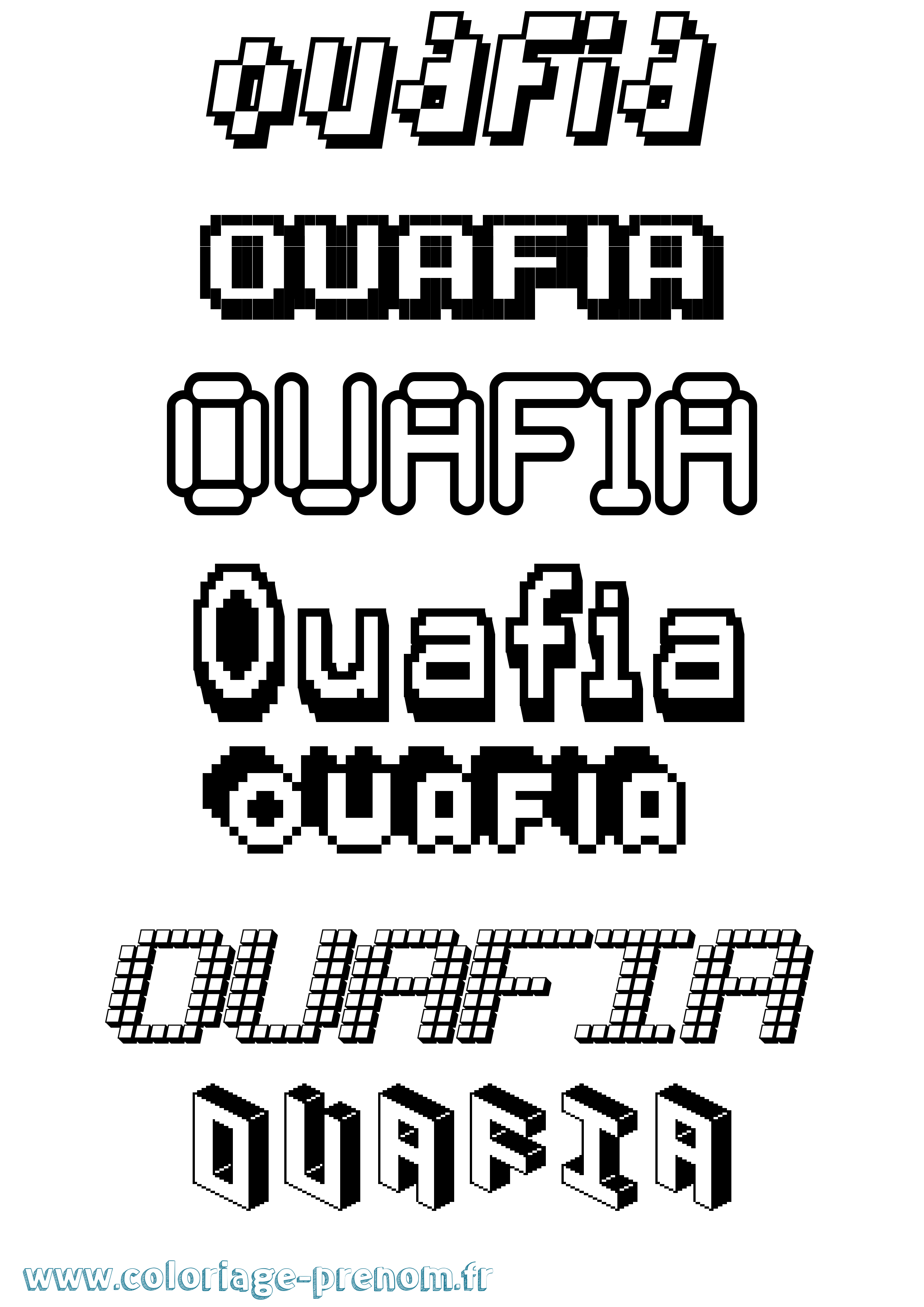 Coloriage Ouafia Pixel Coloriage prénom Ouafia Pixel