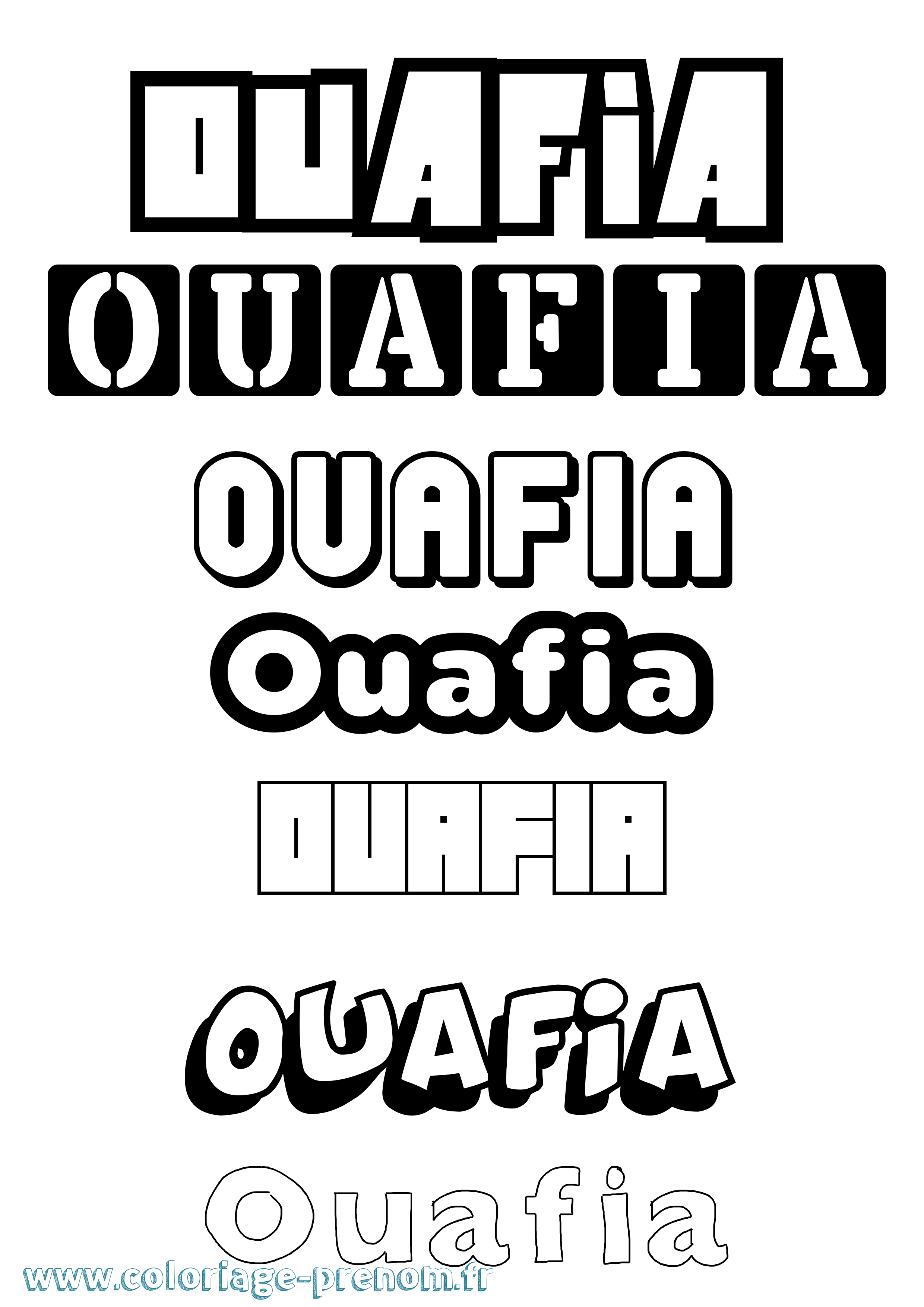 Coloriage Ouafia Simple Coloriage prénom Ouafia Simple