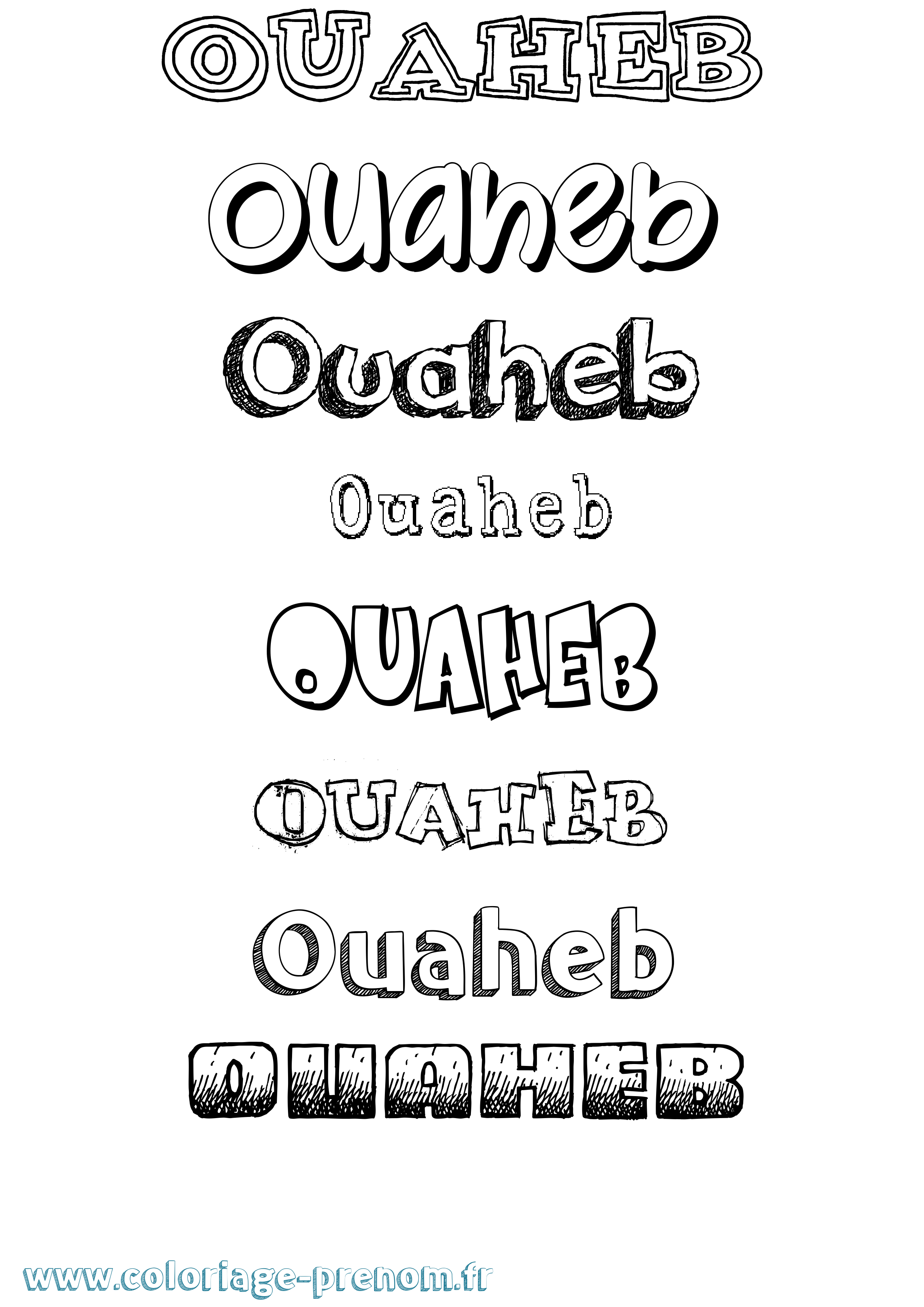 Coloriage Ouaheb Dessiné Coloriage prénom Ouaheb Dessiné