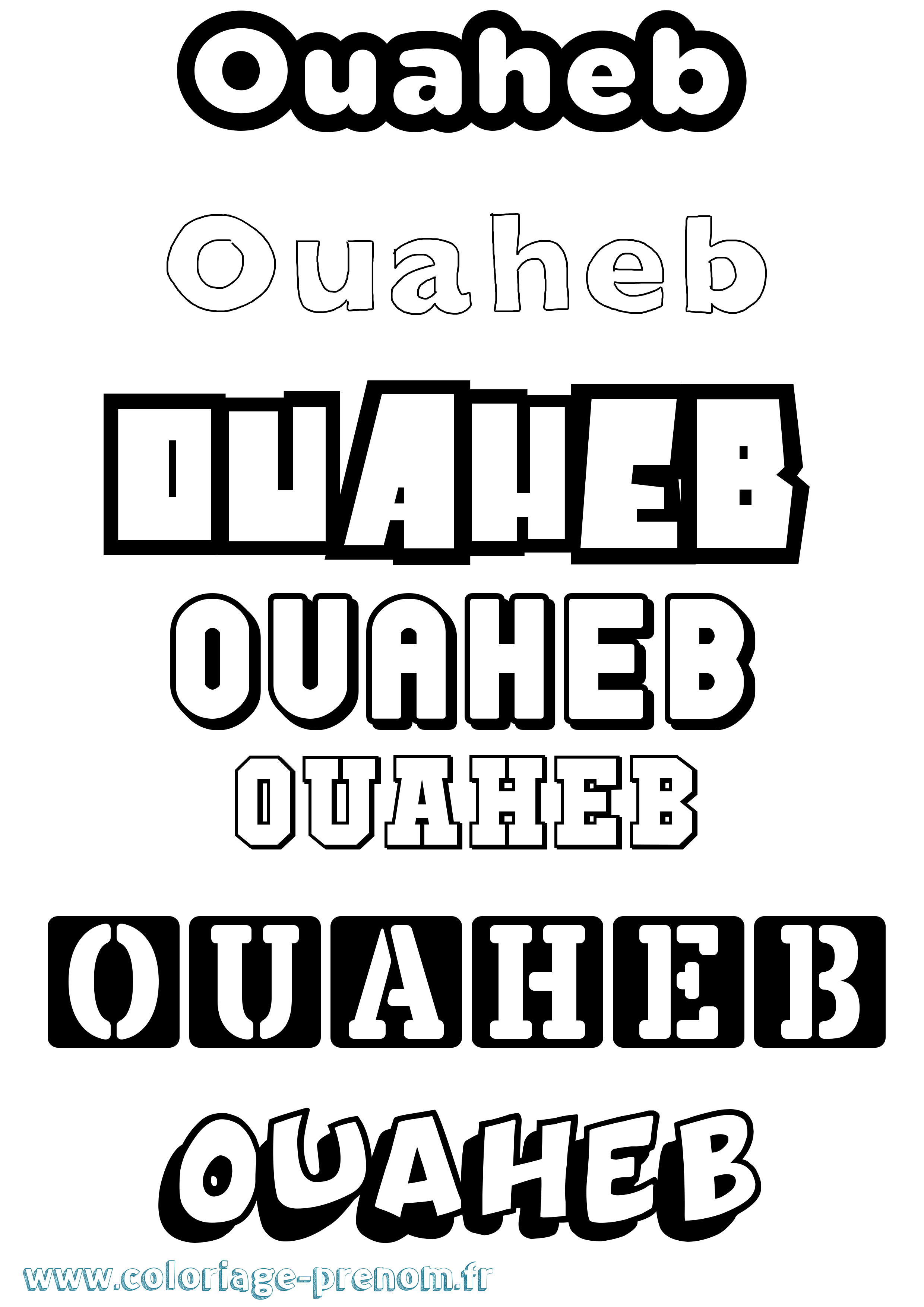 Coloriage Ouaheb Simple Coloriage prénom Ouaheb Simple