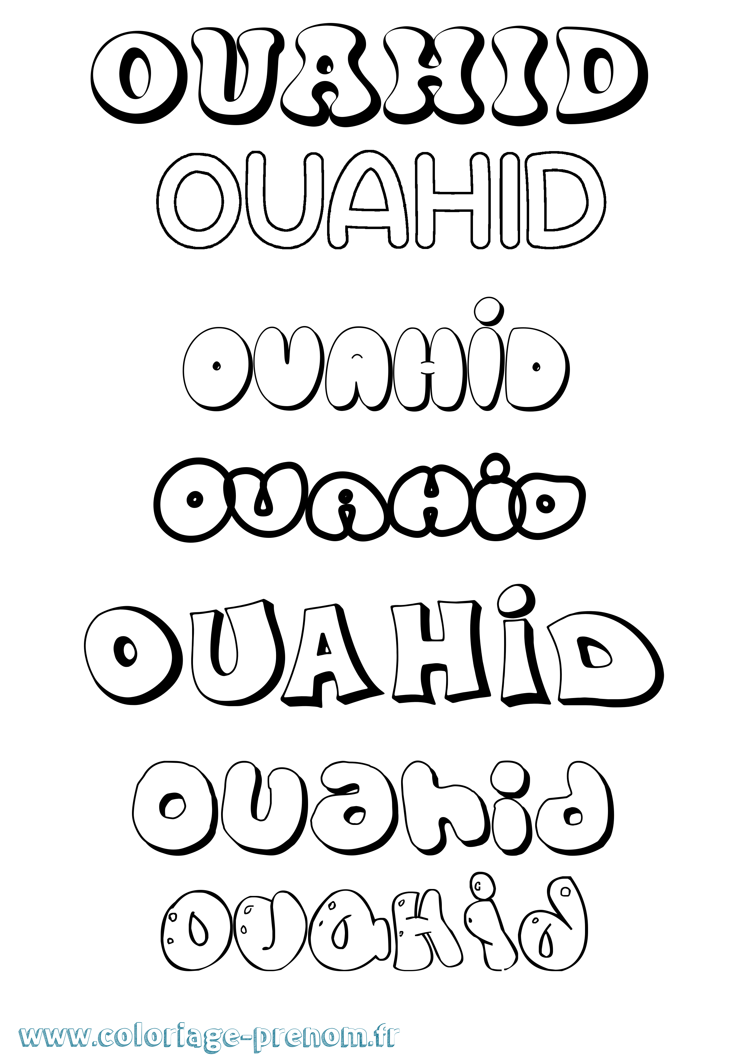 Coloriage Ouahid Bubble Coloriage prénom Ouahid Bubble