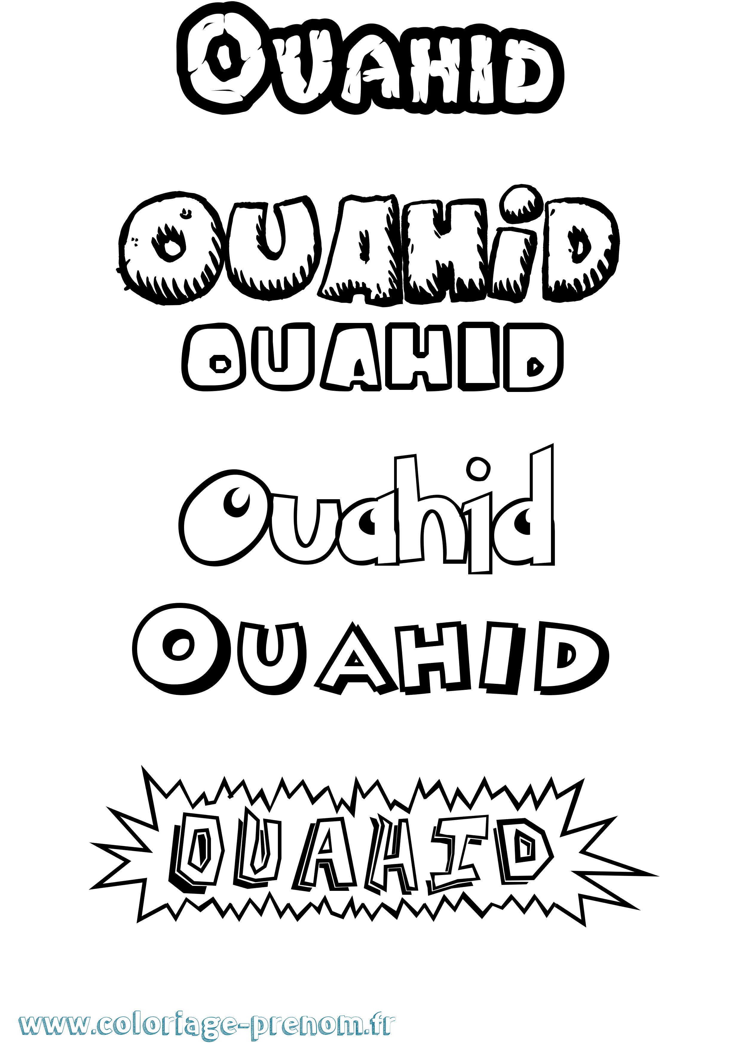 Coloriage Ouahid Dessin Animé Coloriage prénom Ouahid Dessin Animé