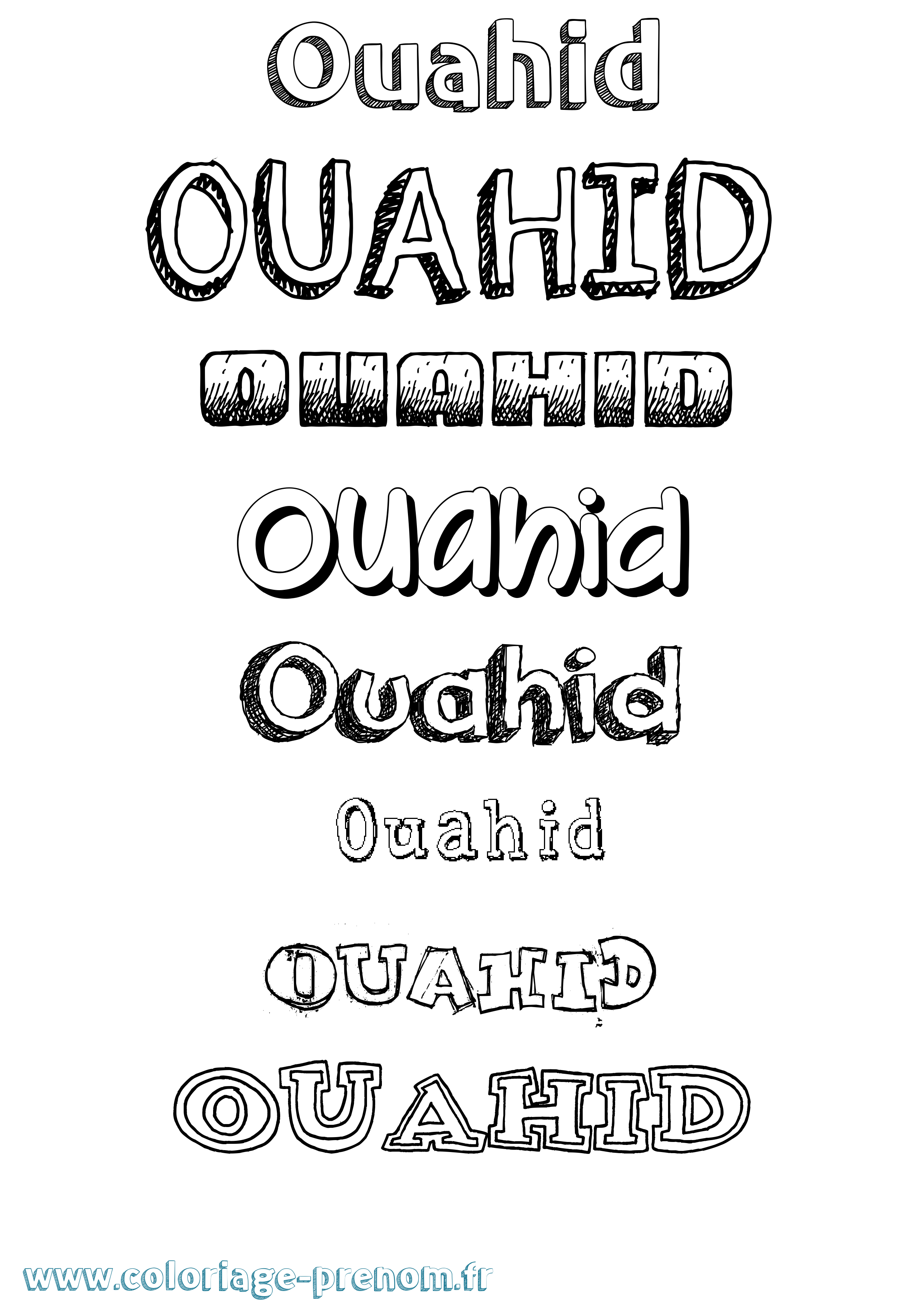 Coloriage Ouahid Dessiné Coloriage prénom Ouahid Dessiné