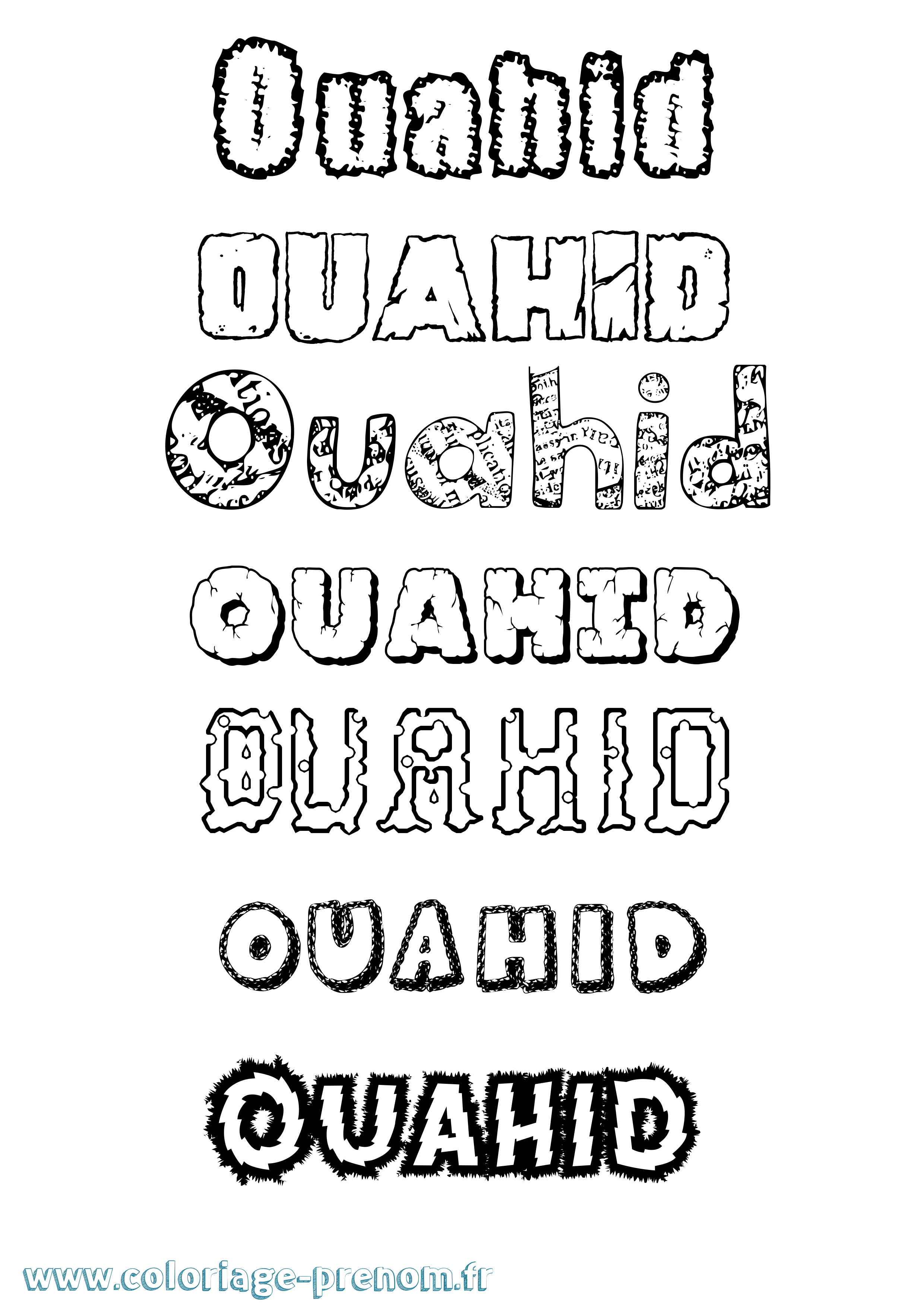 Coloriage Ouahid Destructuré Coloriage prénom Ouahid Destructuré