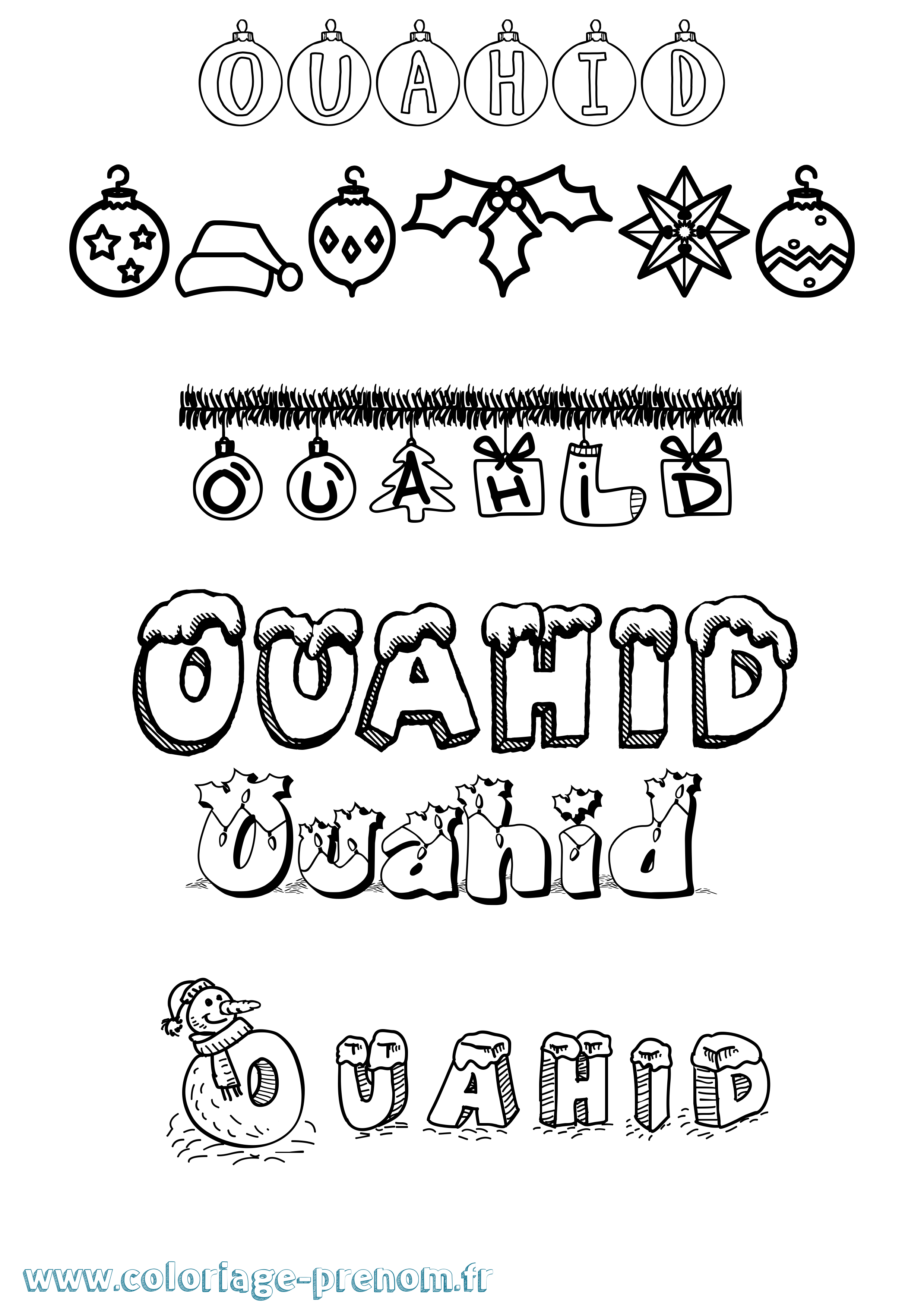 Coloriage Ouahid Noël Coloriage prénom Ouahid Noël