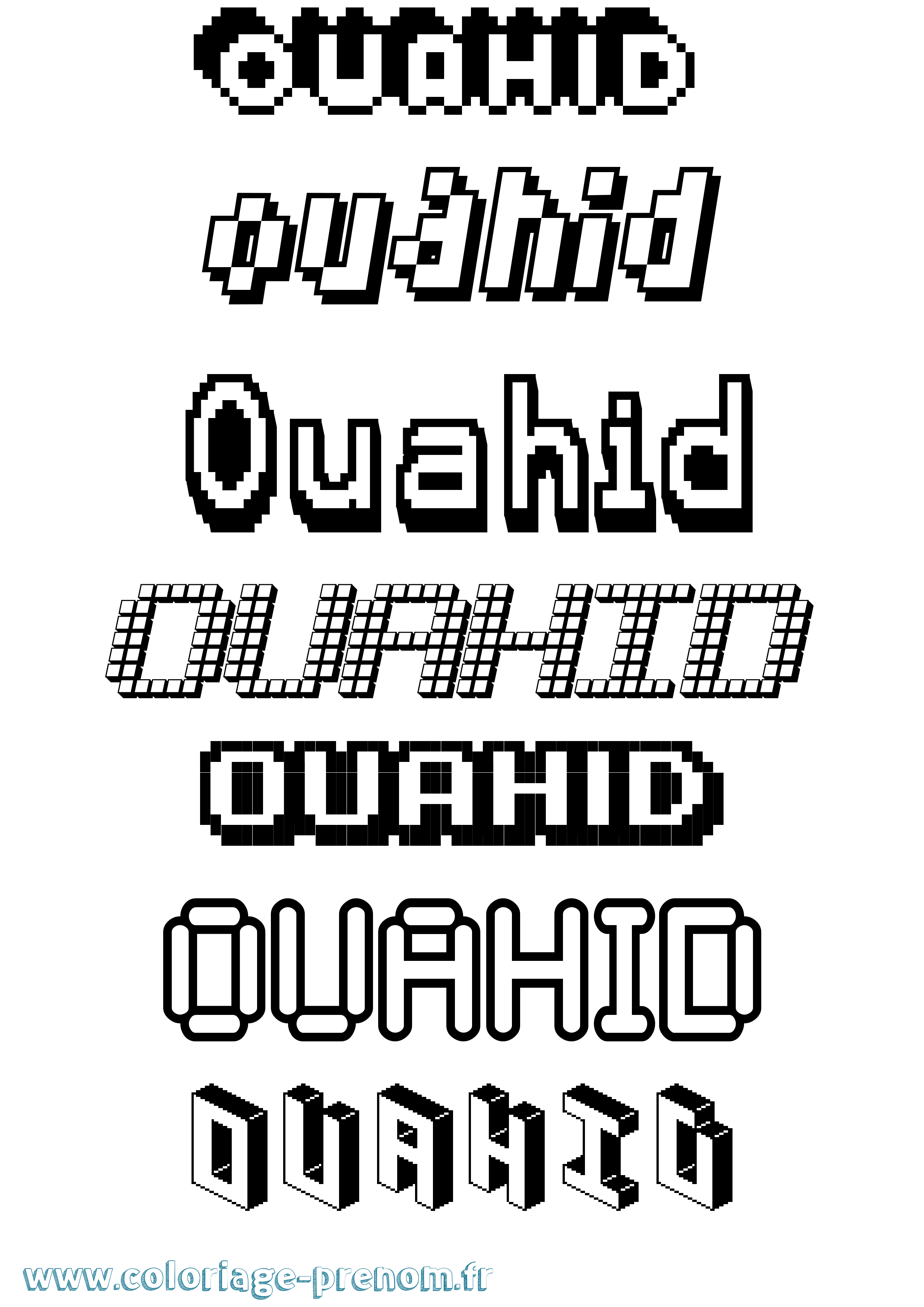 Coloriage Ouahid Pixel Coloriage prénom Ouahid Pixel