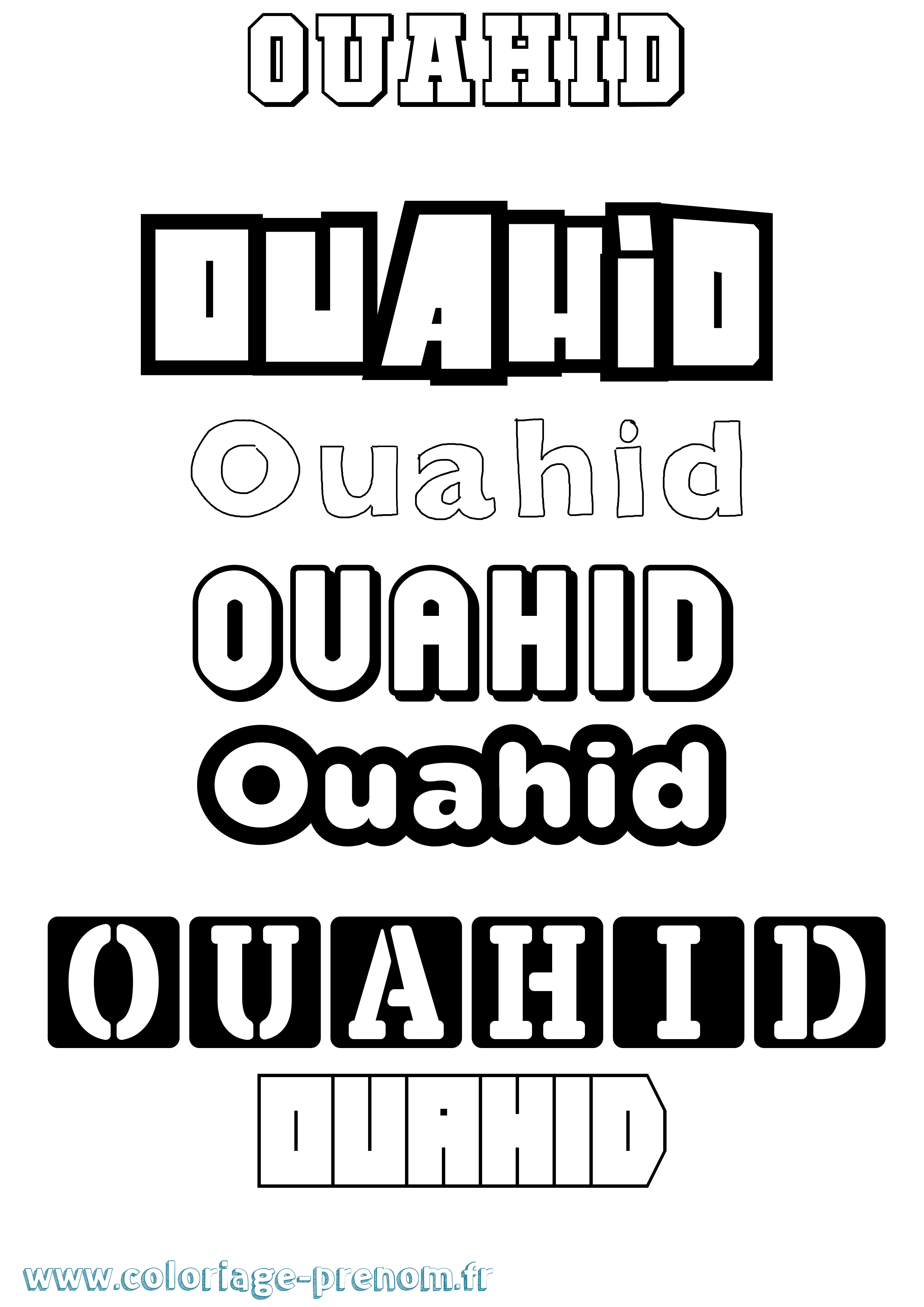 Coloriage Ouahid Simple Coloriage prénom Ouahid Simple
