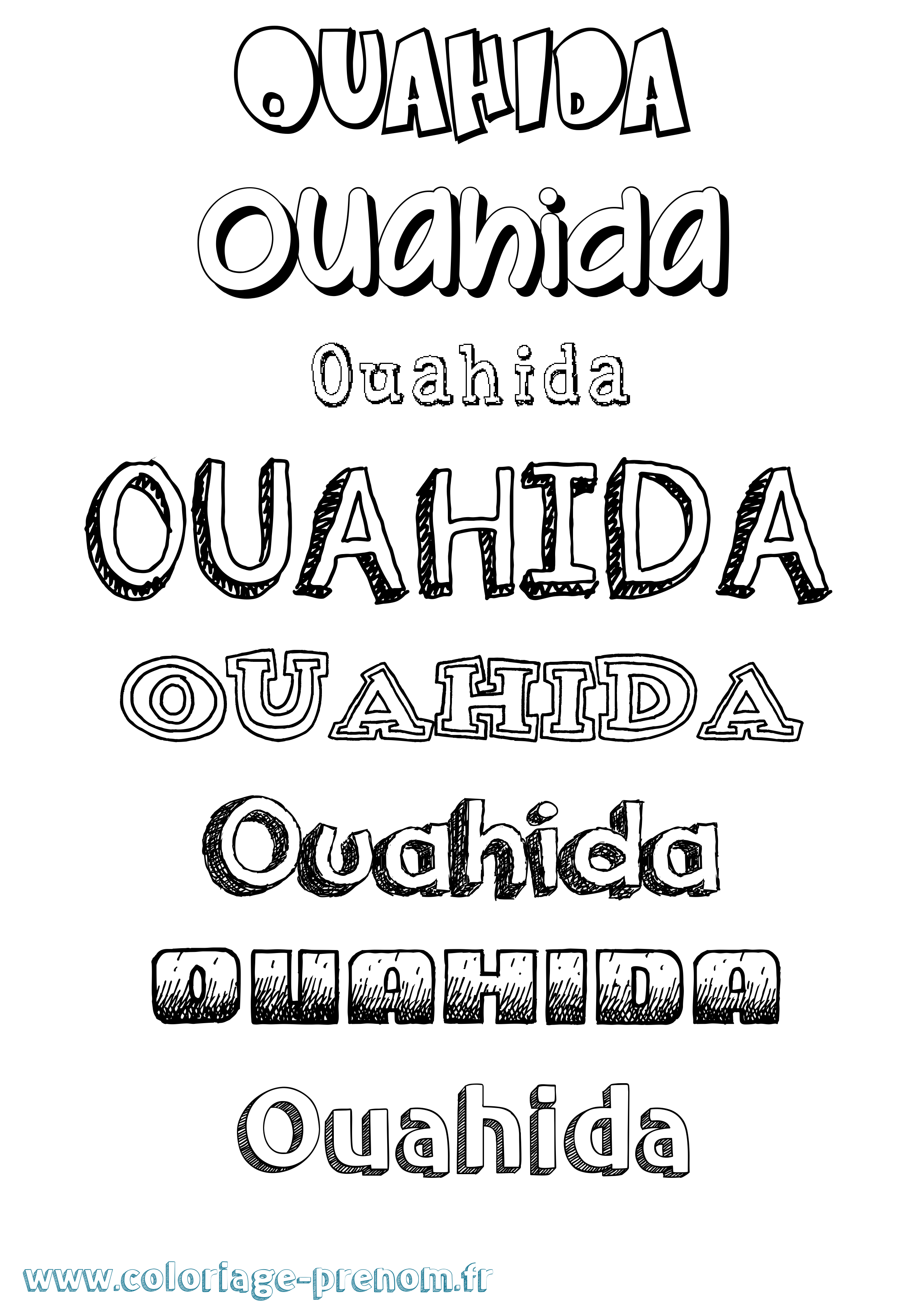 Coloriage Ouahida Dessiné Coloriage prénom Ouahida Dessiné
