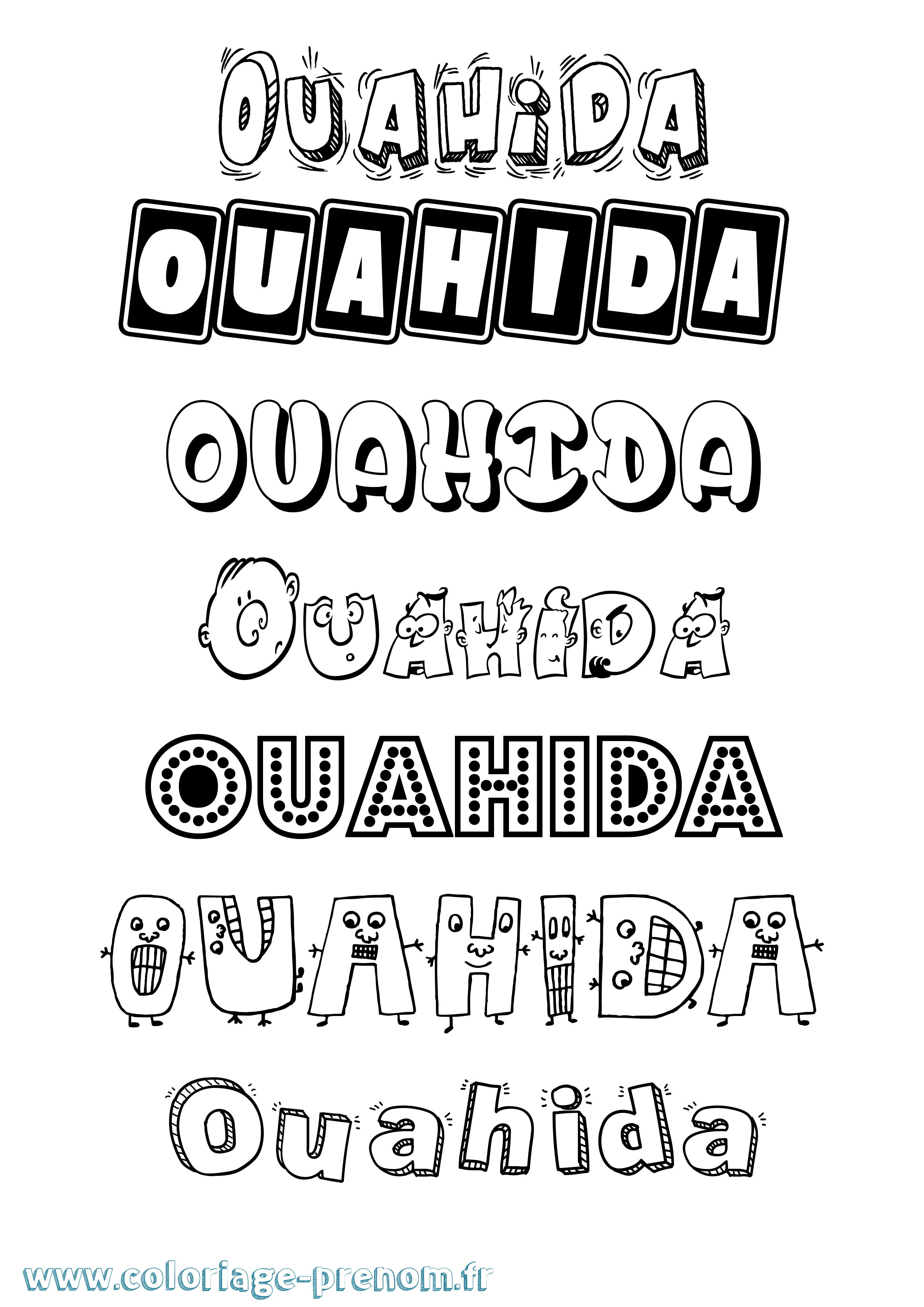 Coloriage Ouahida Fun Coloriage prénom Ouahida Fun