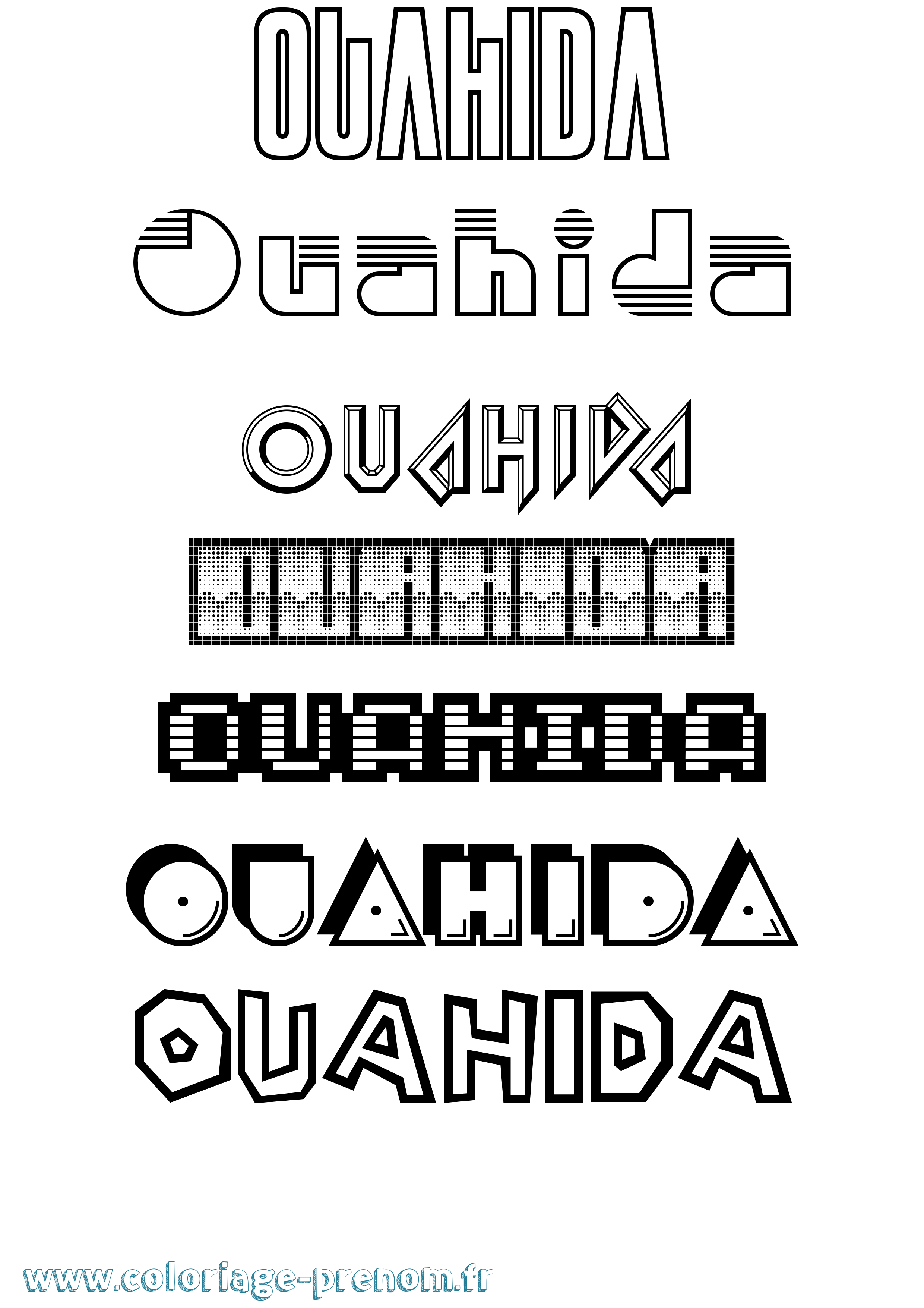 Coloriage Ouahida Jeux Vidéos Coloriage prénom Ouahida Jeux Vidéos