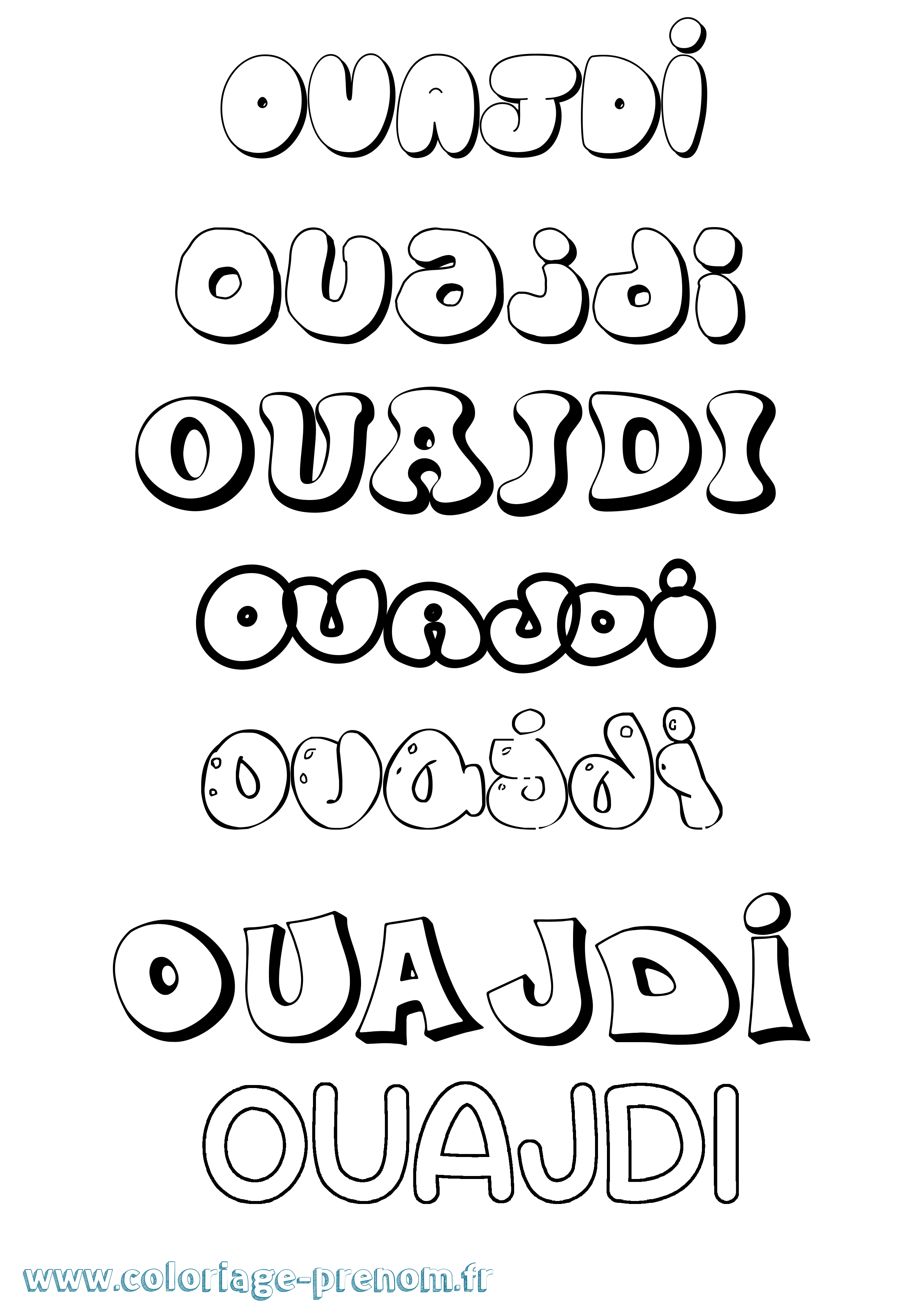 Coloriage Ouajdi Bubble Coloriage prénom Ouajdi Bubble
