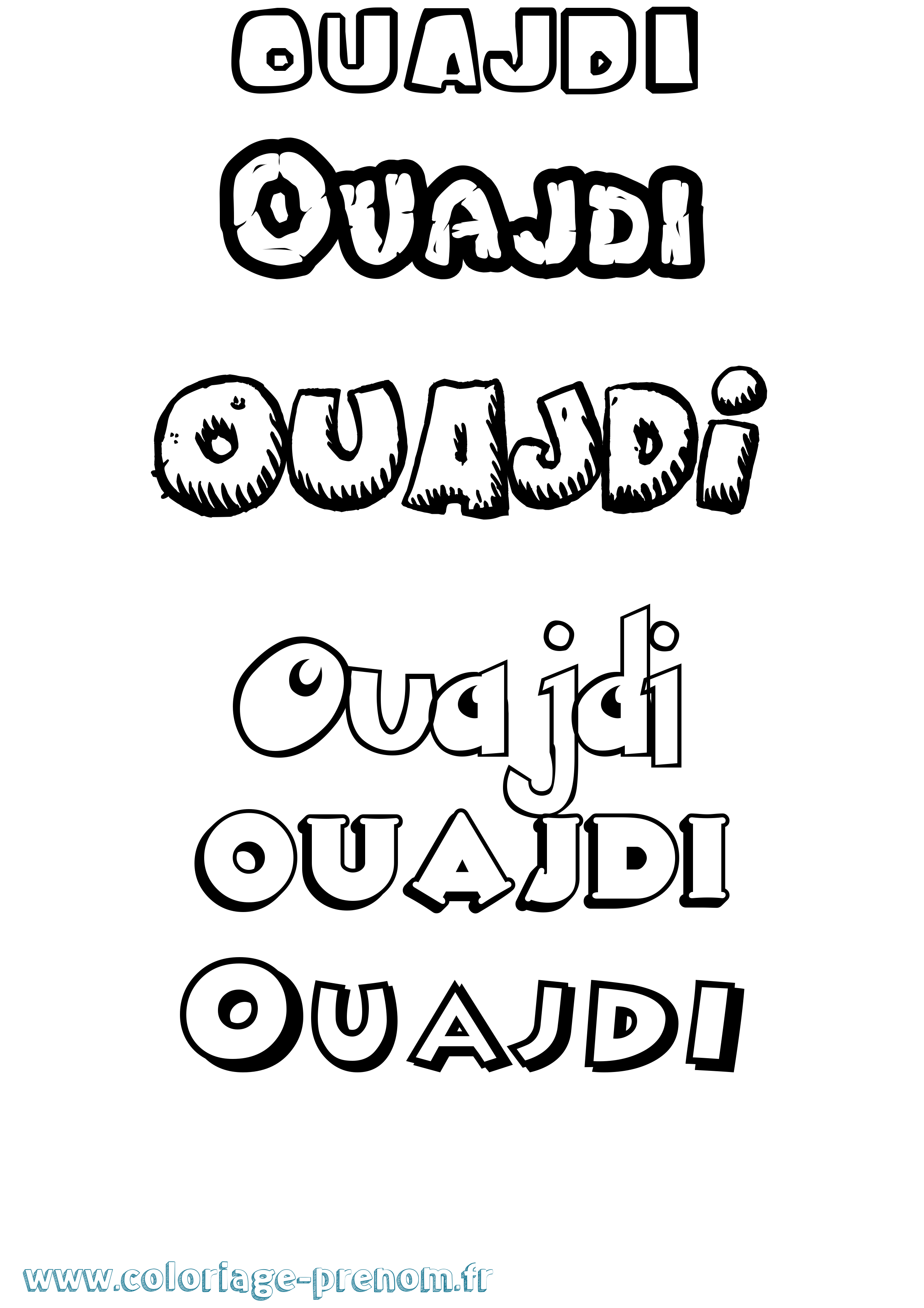 Coloriage Ouajdi Dessin Animé Coloriage prénom Ouajdi Dessin Animé