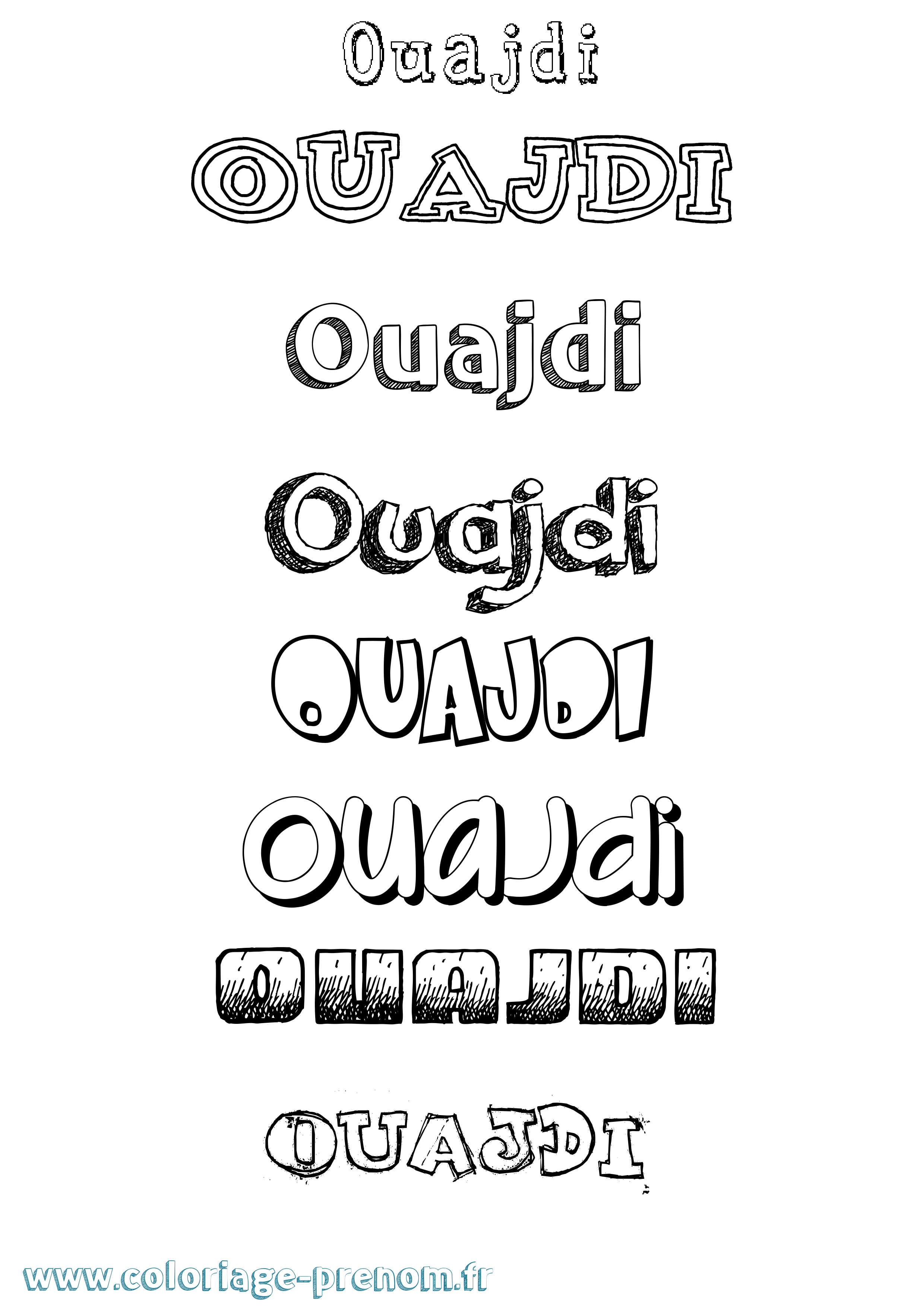 Coloriage Ouajdi Dessiné Coloriage prénom Ouajdi Dessiné