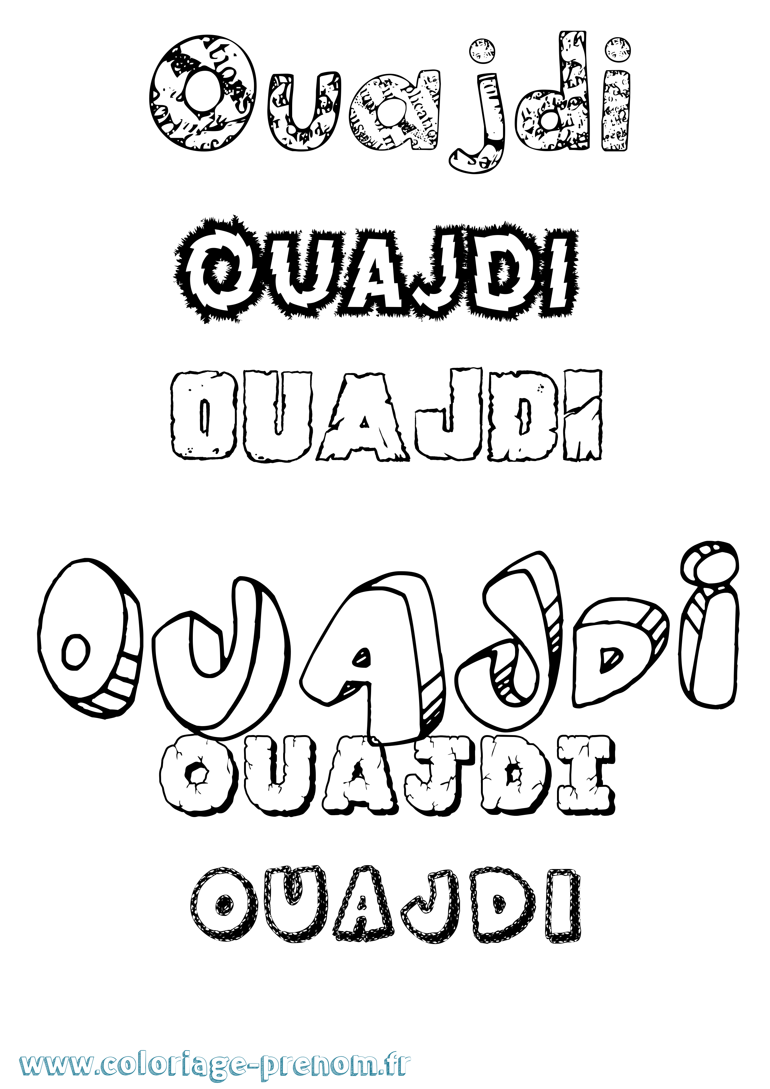 Coloriage Ouajdi Destructuré Coloriage prénom Ouajdi Destructuré
