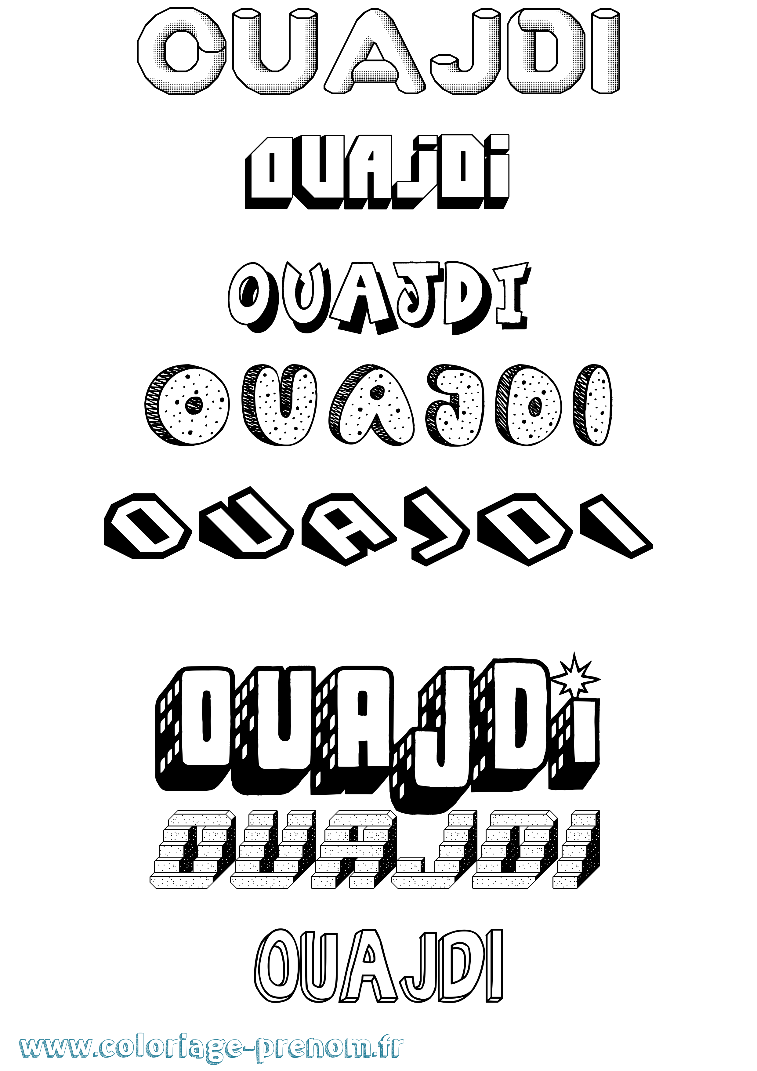 Coloriage Ouajdi Effet 3D Coloriage prénom Ouajdi Effet 3D
