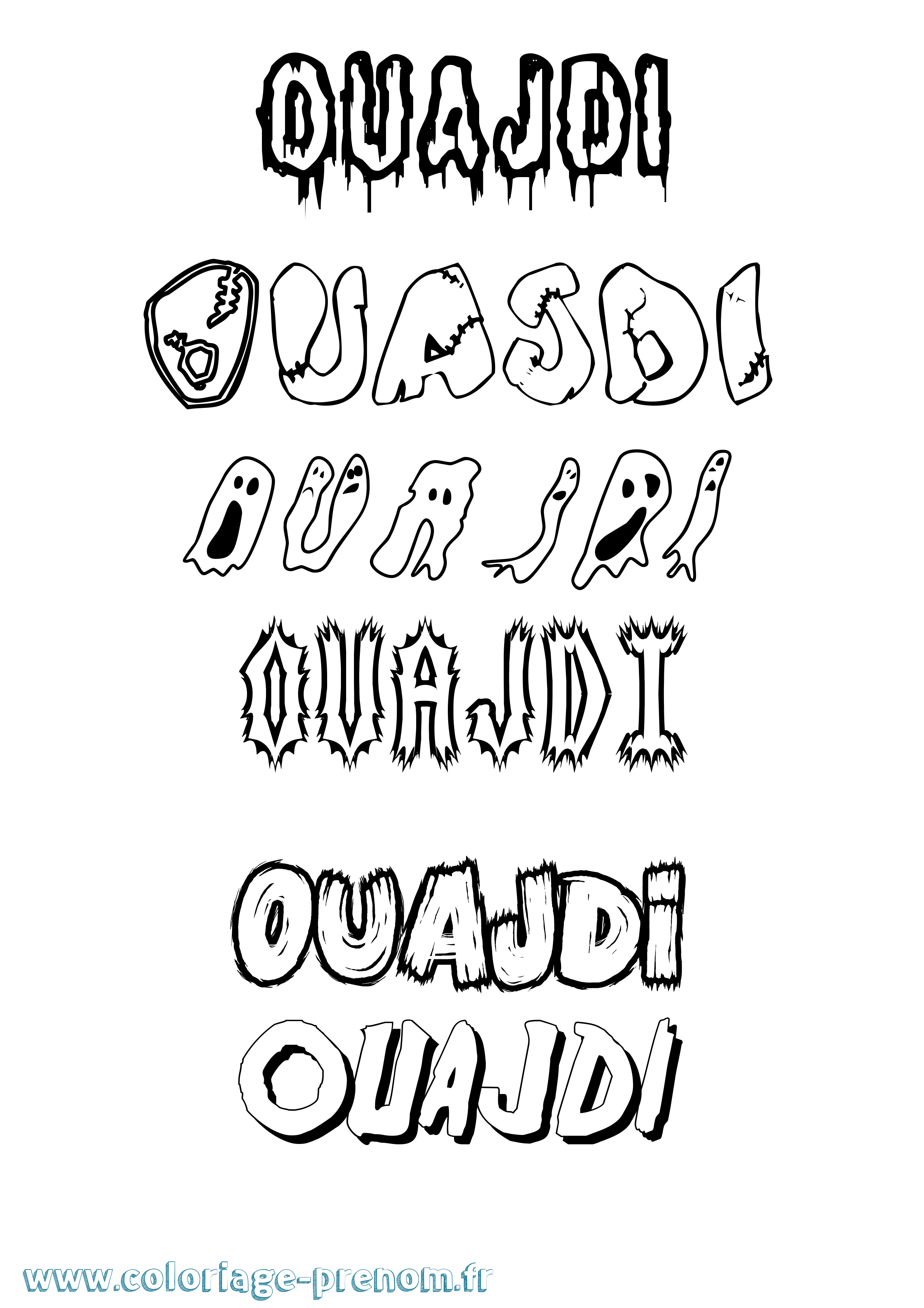 Coloriage Ouajdi Frisson Coloriage prénom Ouajdi Frisson