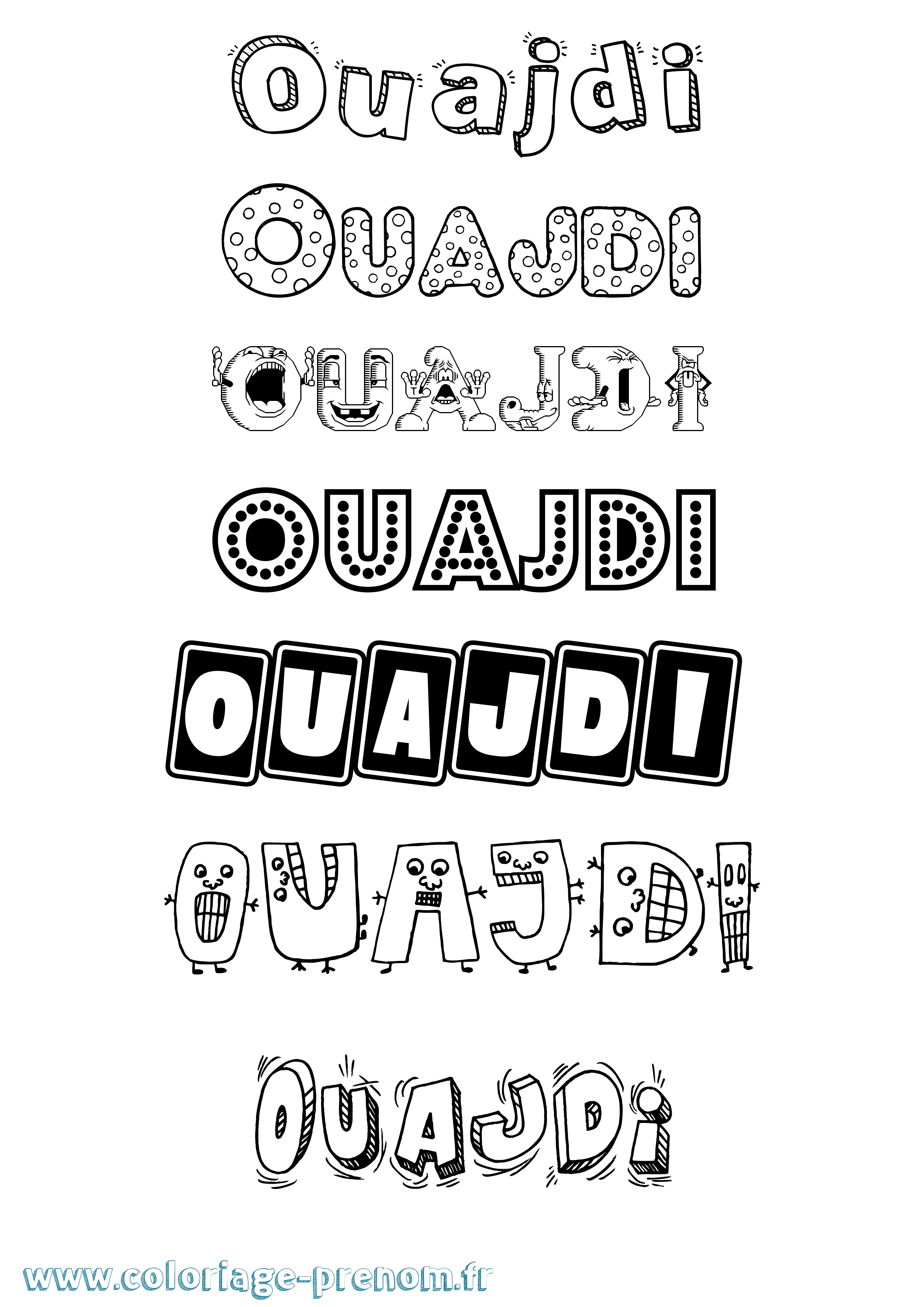 Coloriage Ouajdi Fun Coloriage prénom Ouajdi Fun