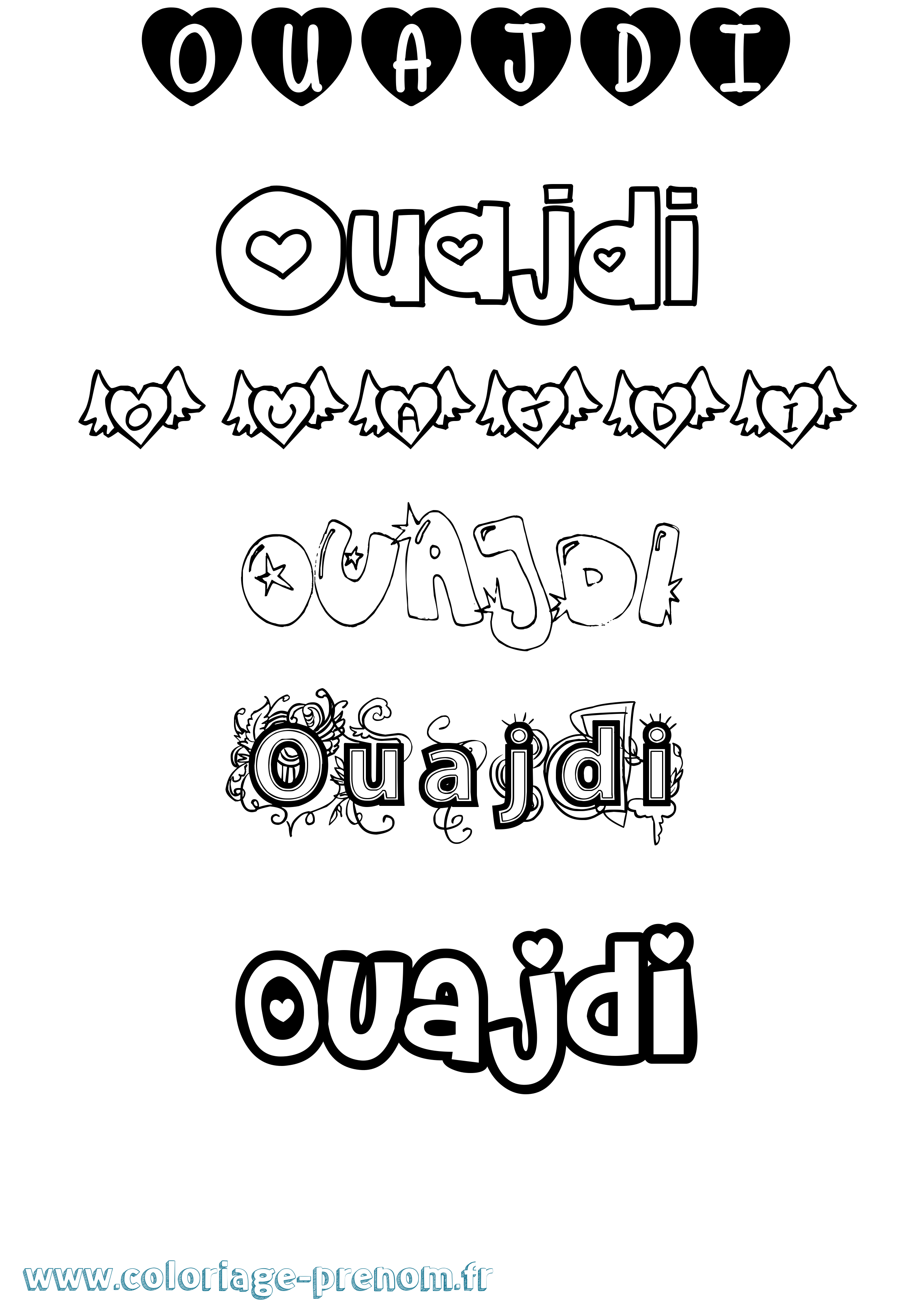 Coloriage Ouajdi Girly Coloriage prénom Ouajdi Girly