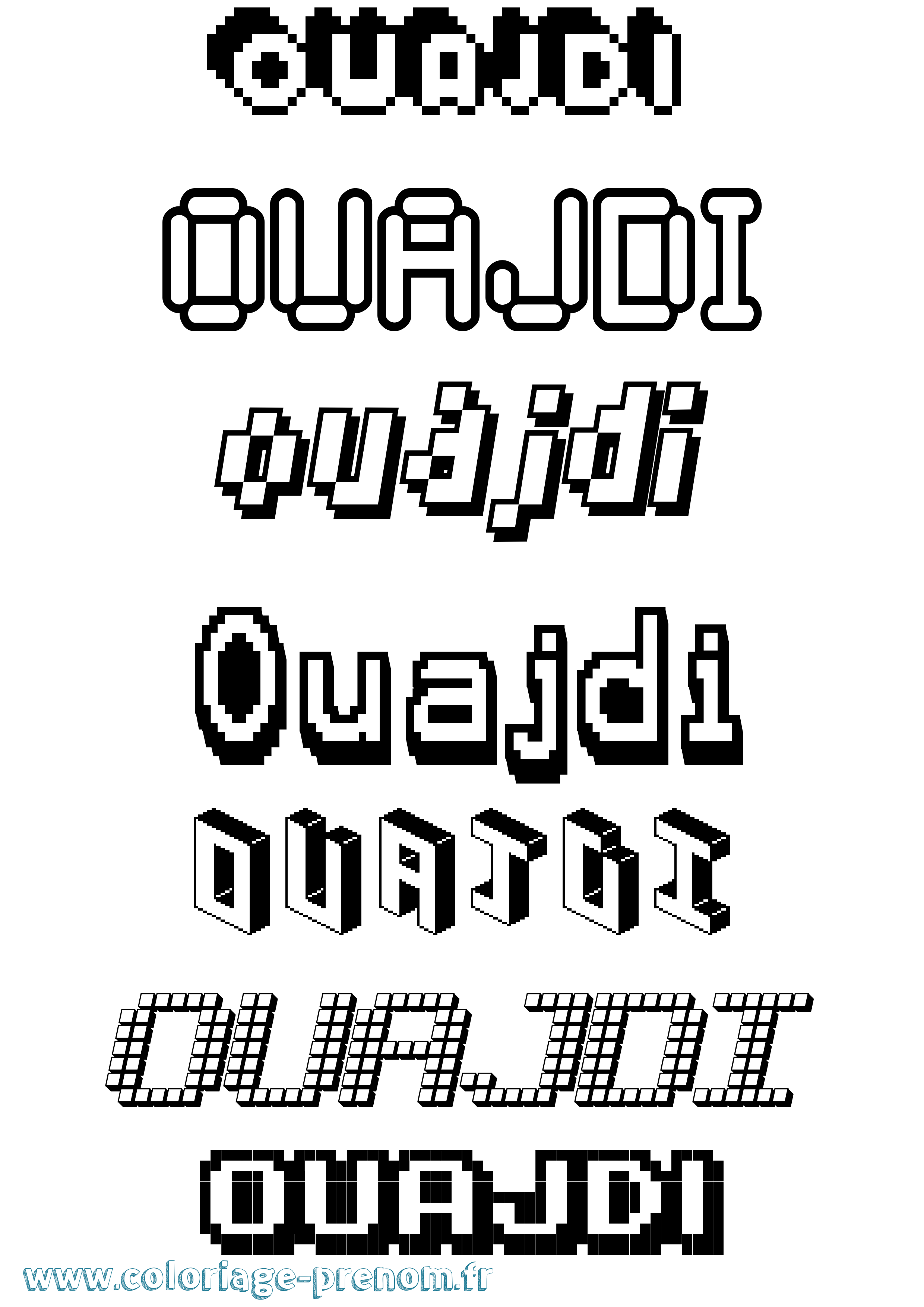 Coloriage Ouajdi Pixel Coloriage prénom Ouajdi Pixel