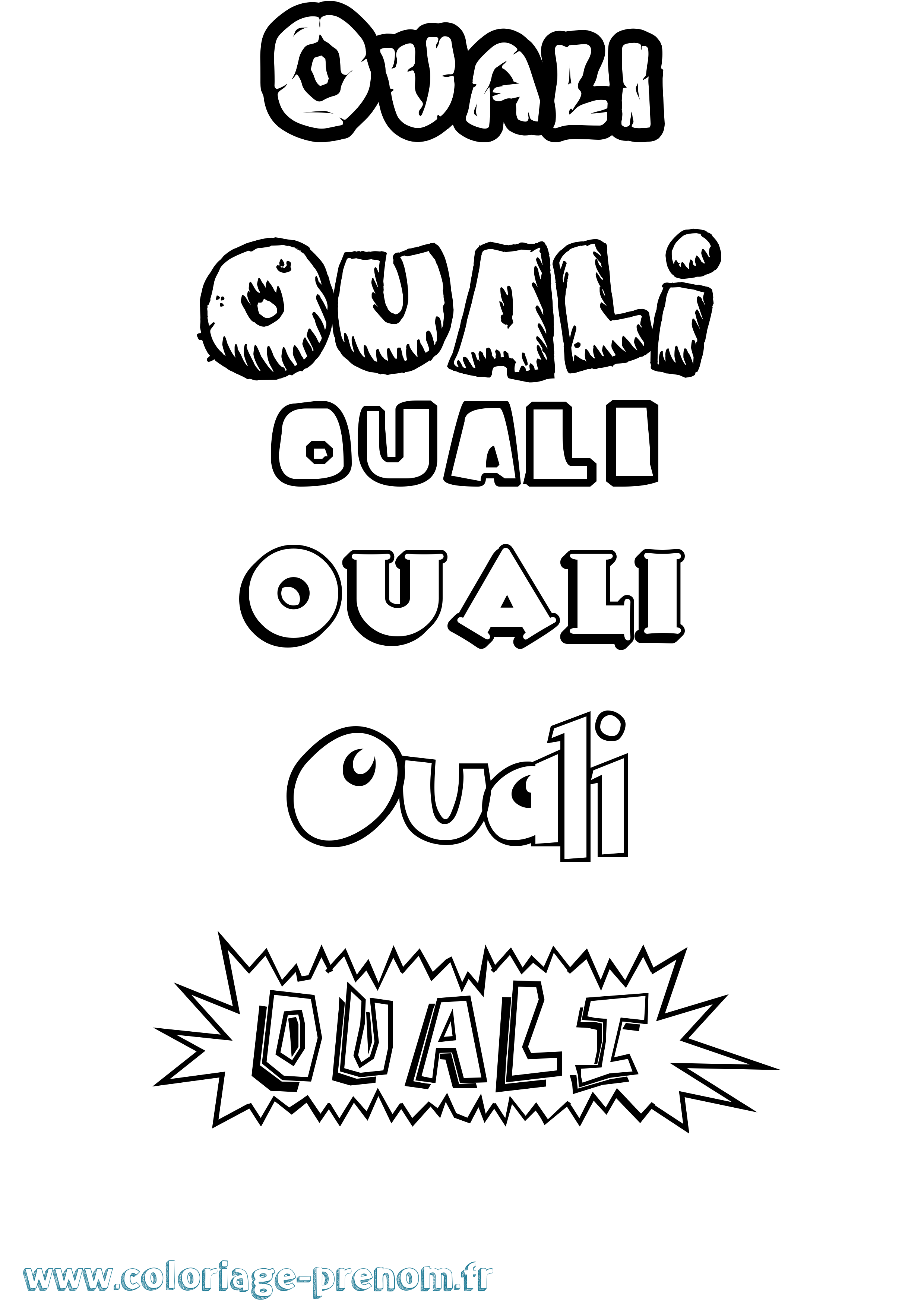 Coloriage Ouali Dessin Animé Coloriage prénom Ouali Dessin Animé