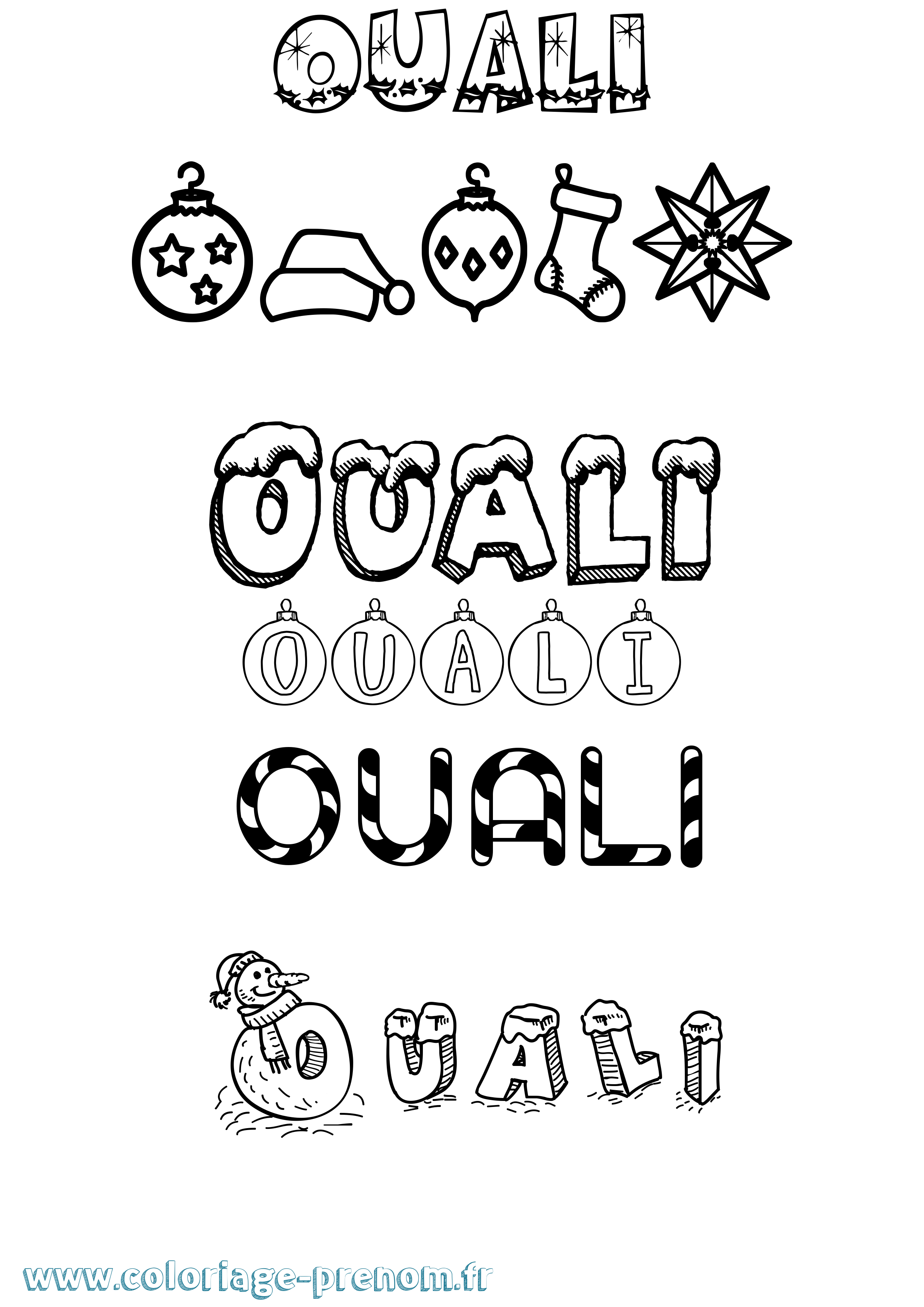 Coloriage Ouali Noël Coloriage prénom Ouali Noël