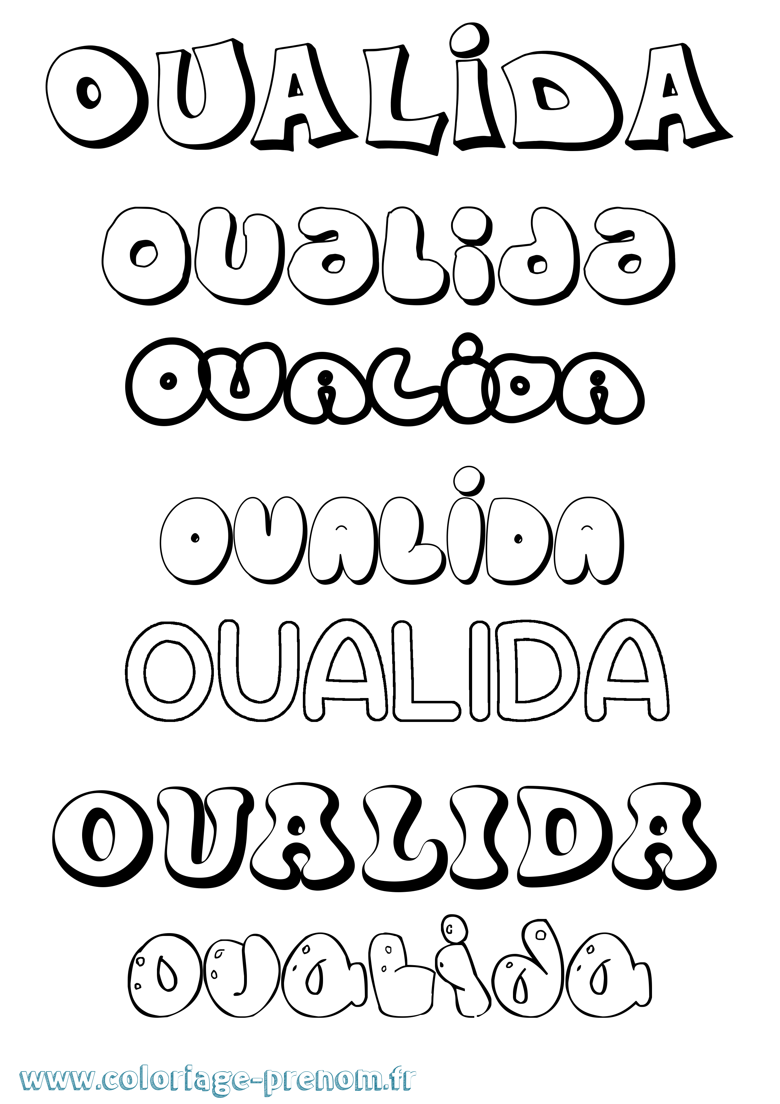 Coloriage Oualida Bubble Coloriage prénom Oualida Bubble