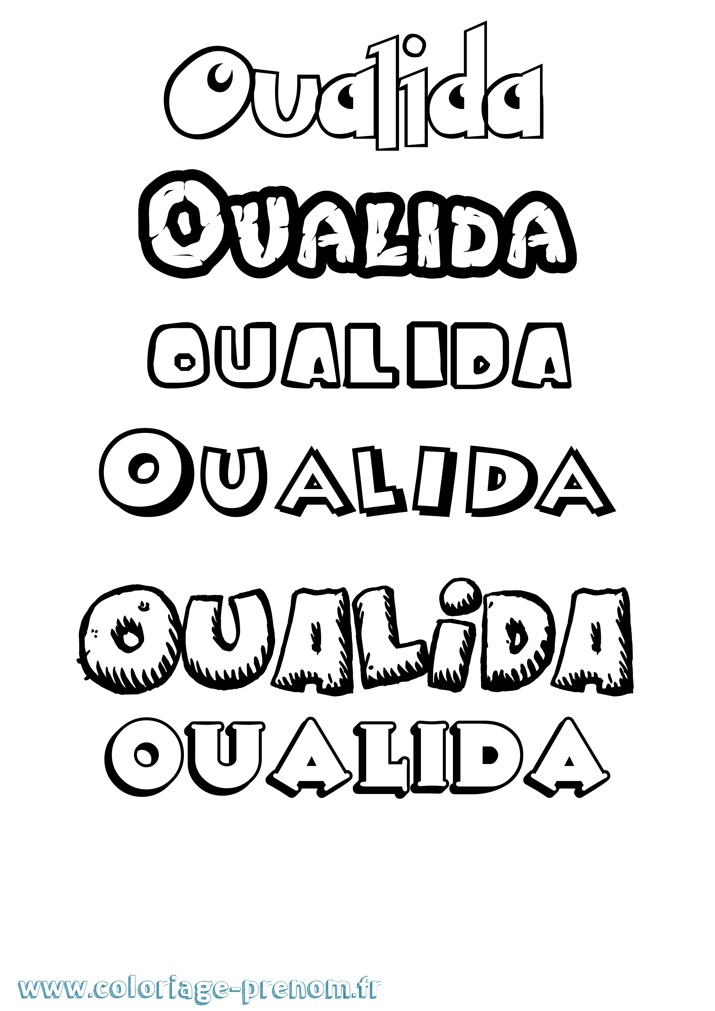 Coloriage Oualida Dessin Animé Coloriage prénom Oualida Dessin Animé