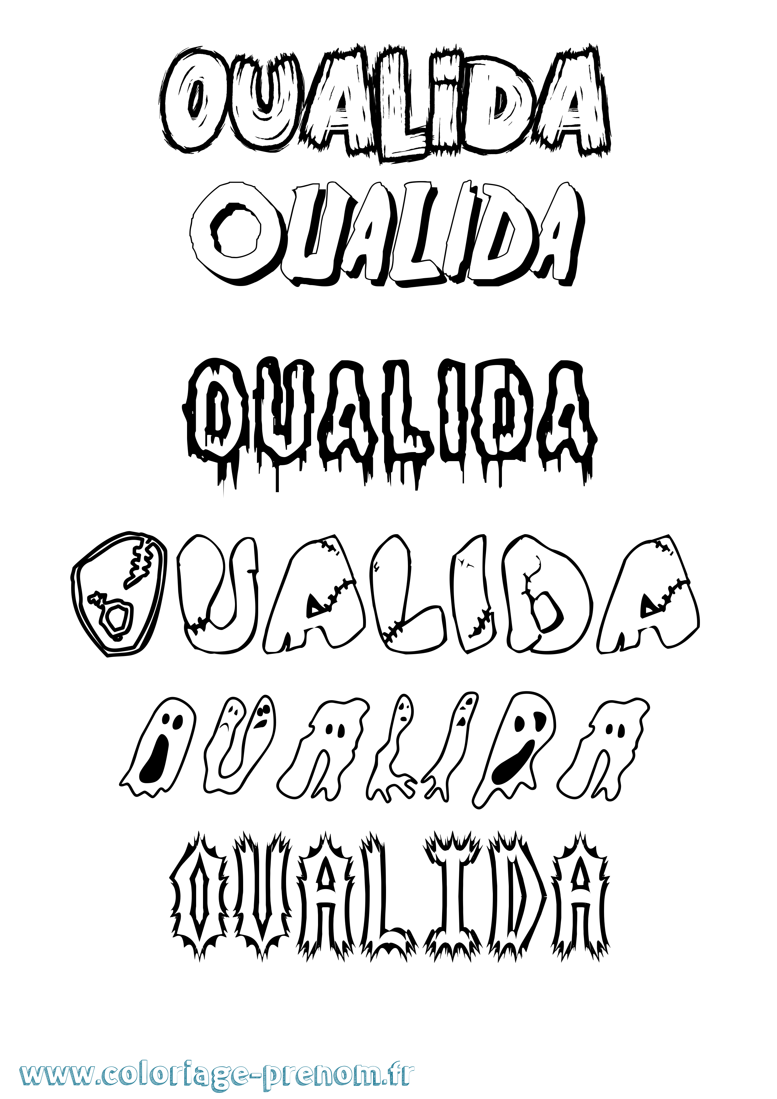 Coloriage Oualida Frisson Coloriage prénom Oualida Frisson