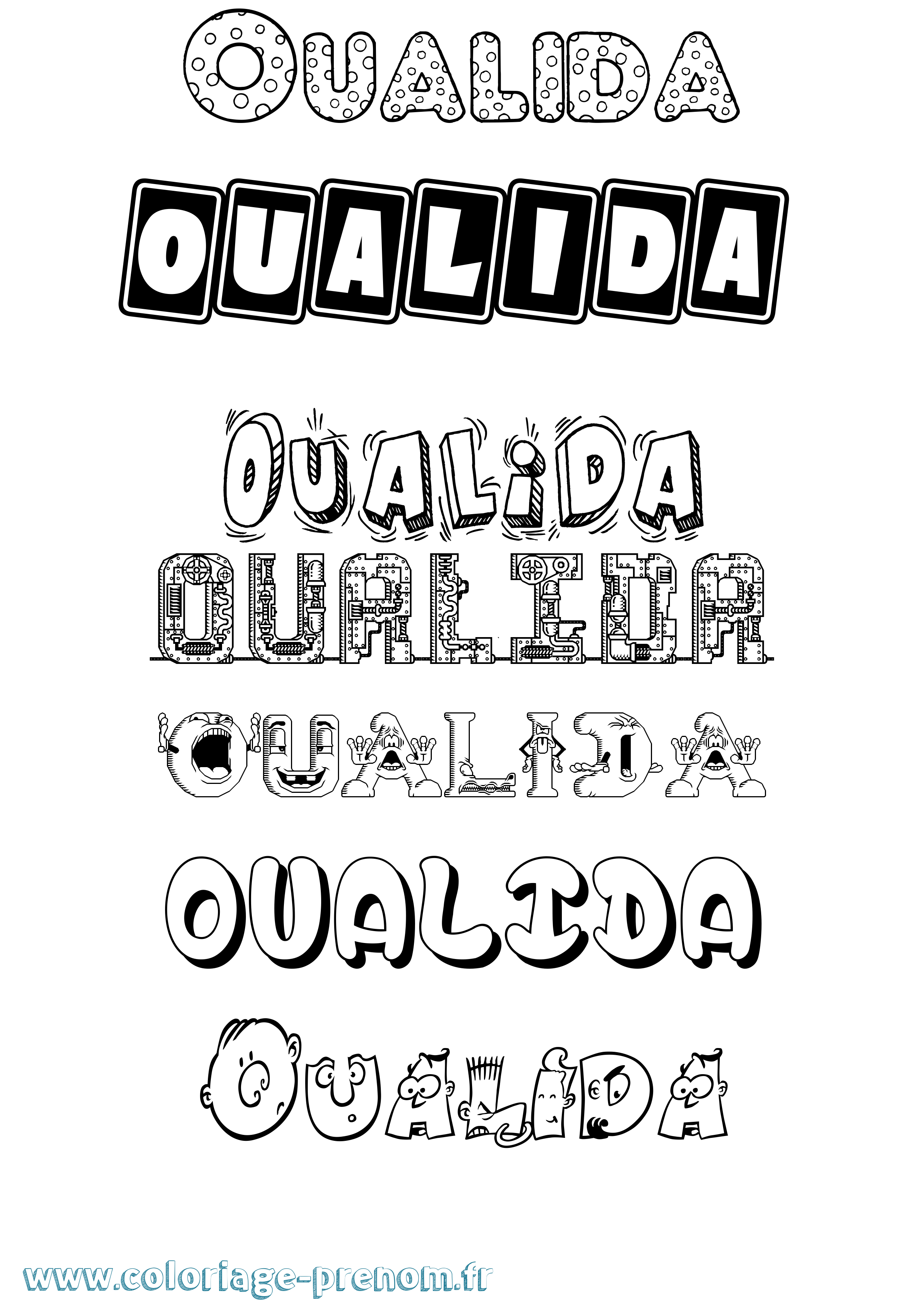 Coloriage Oualida Fun Coloriage prénom Oualida Fun