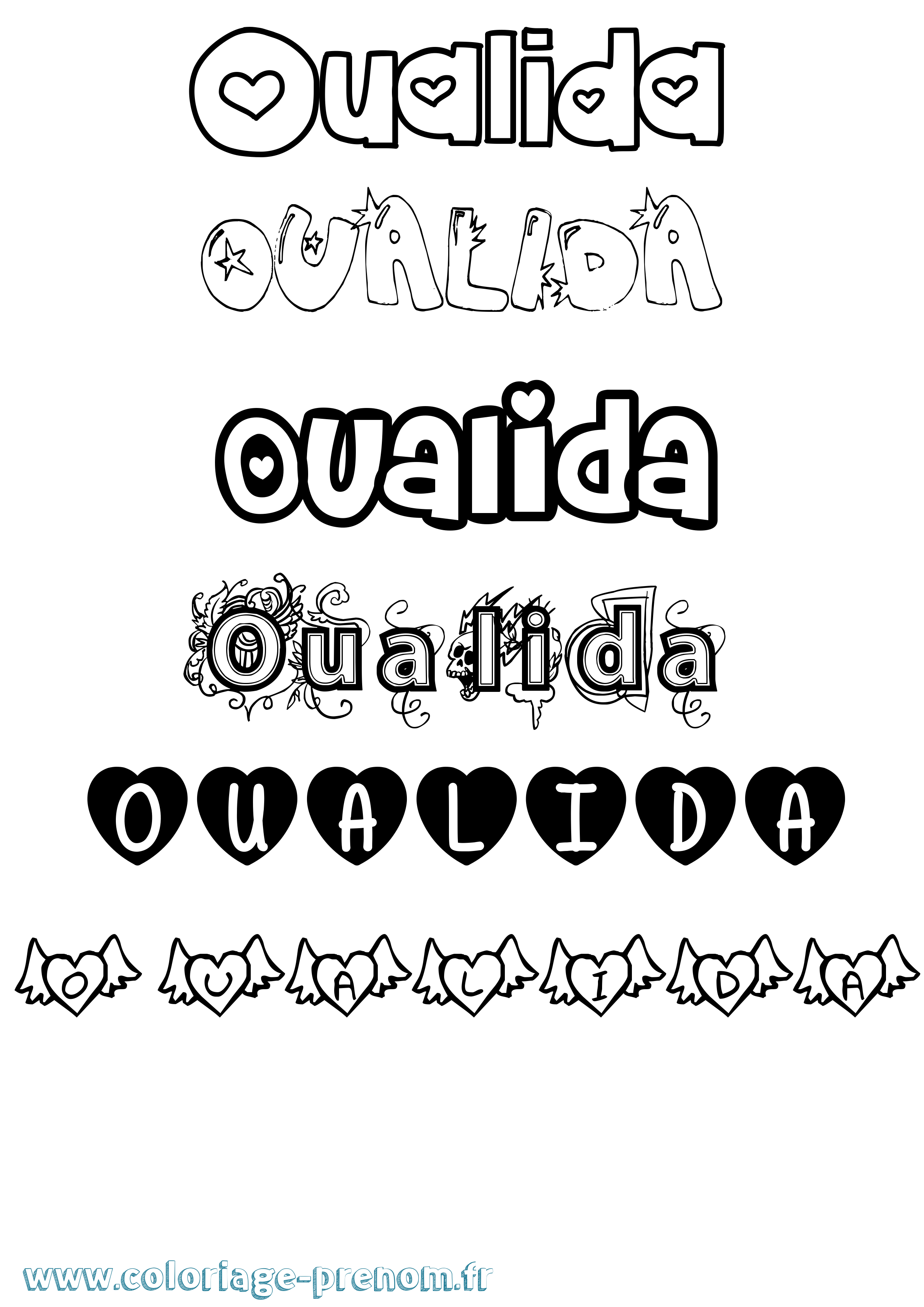 Coloriage Oualida Girly Coloriage prénom Oualida Girly