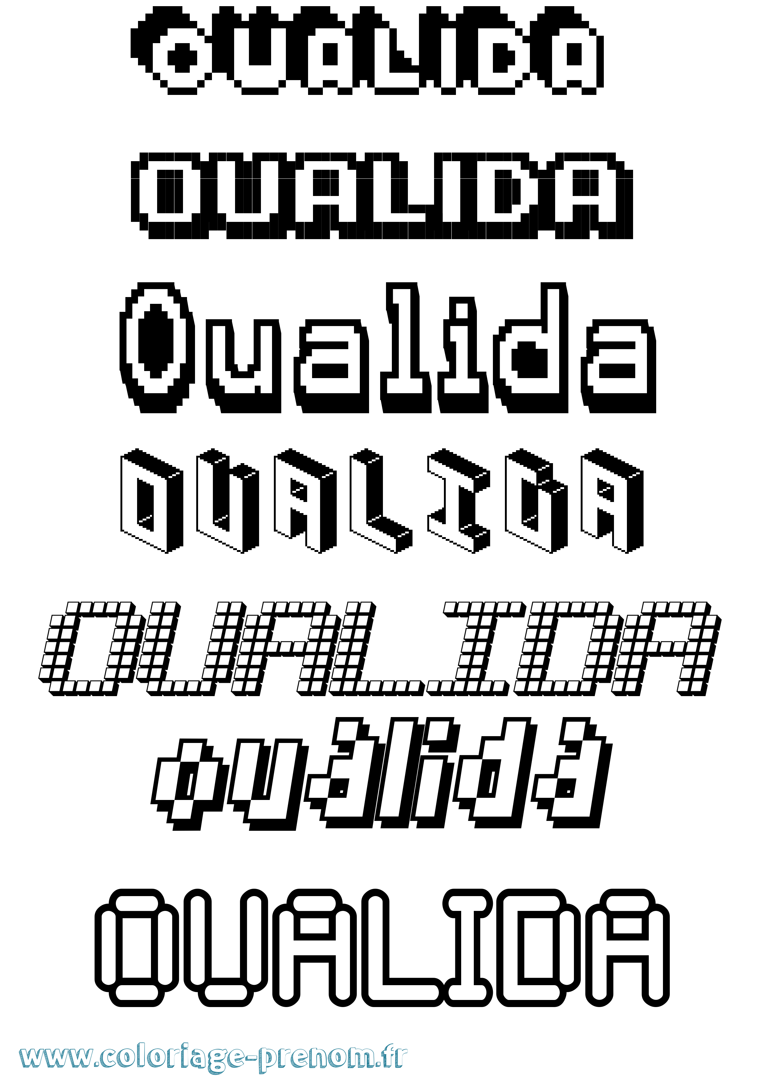 Coloriage Oualida Pixel Coloriage prénom Oualida Pixel
