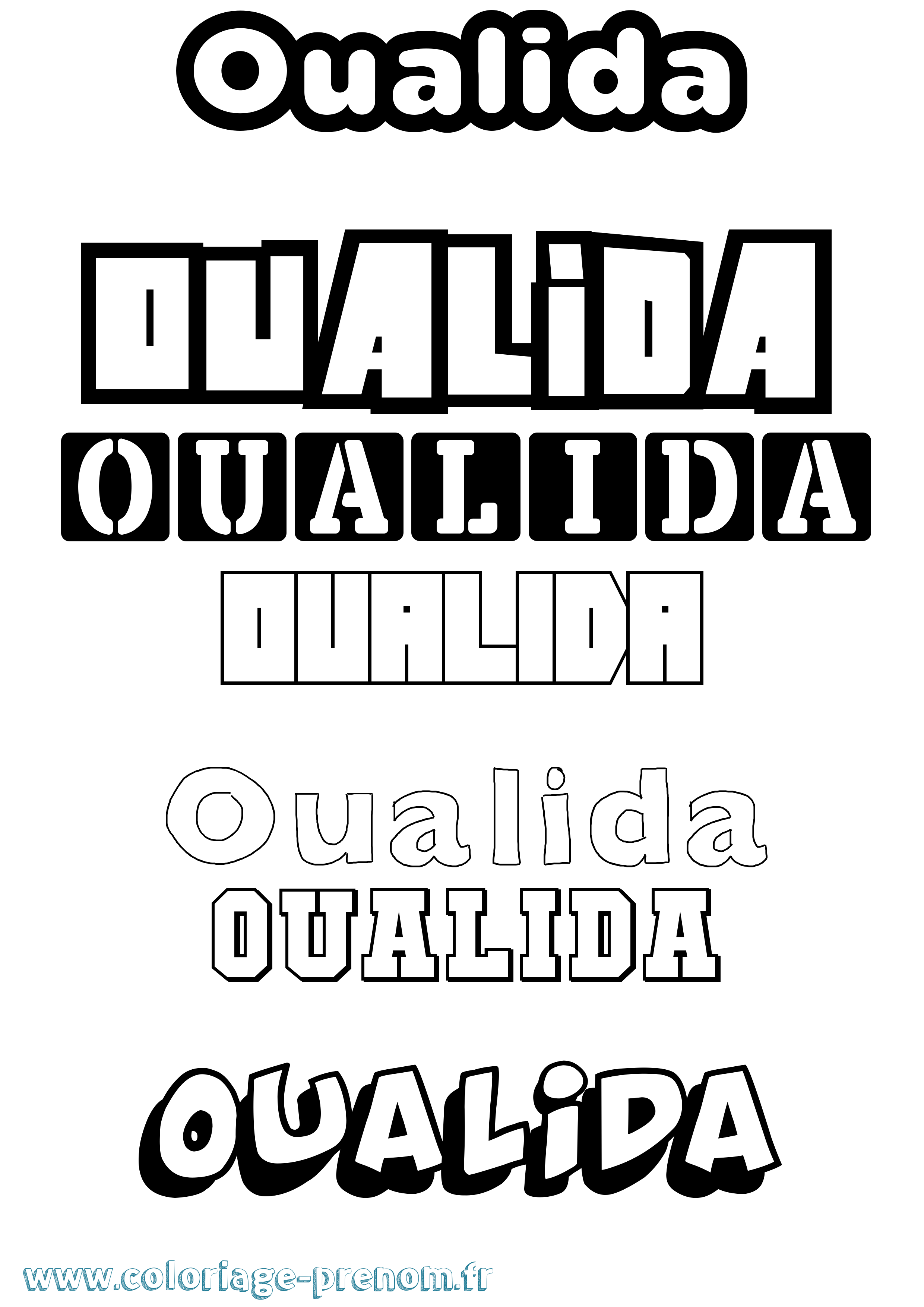 Coloriage Oualida Simple Coloriage prénom Oualida Simple
